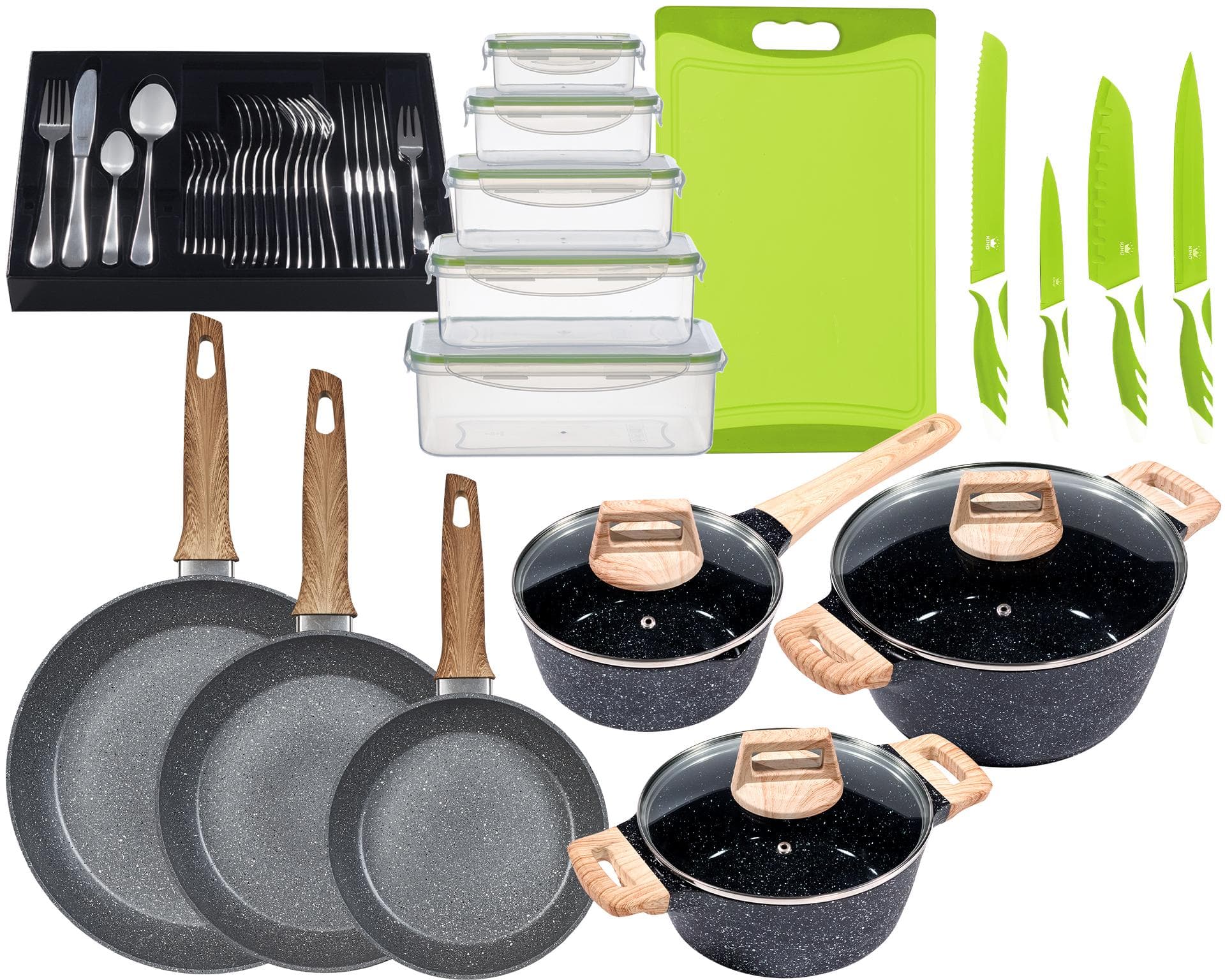 Topf-Set KING »ESSENTIAL« Aluminium, Induktion, Antihaftbeschichtung, Grün