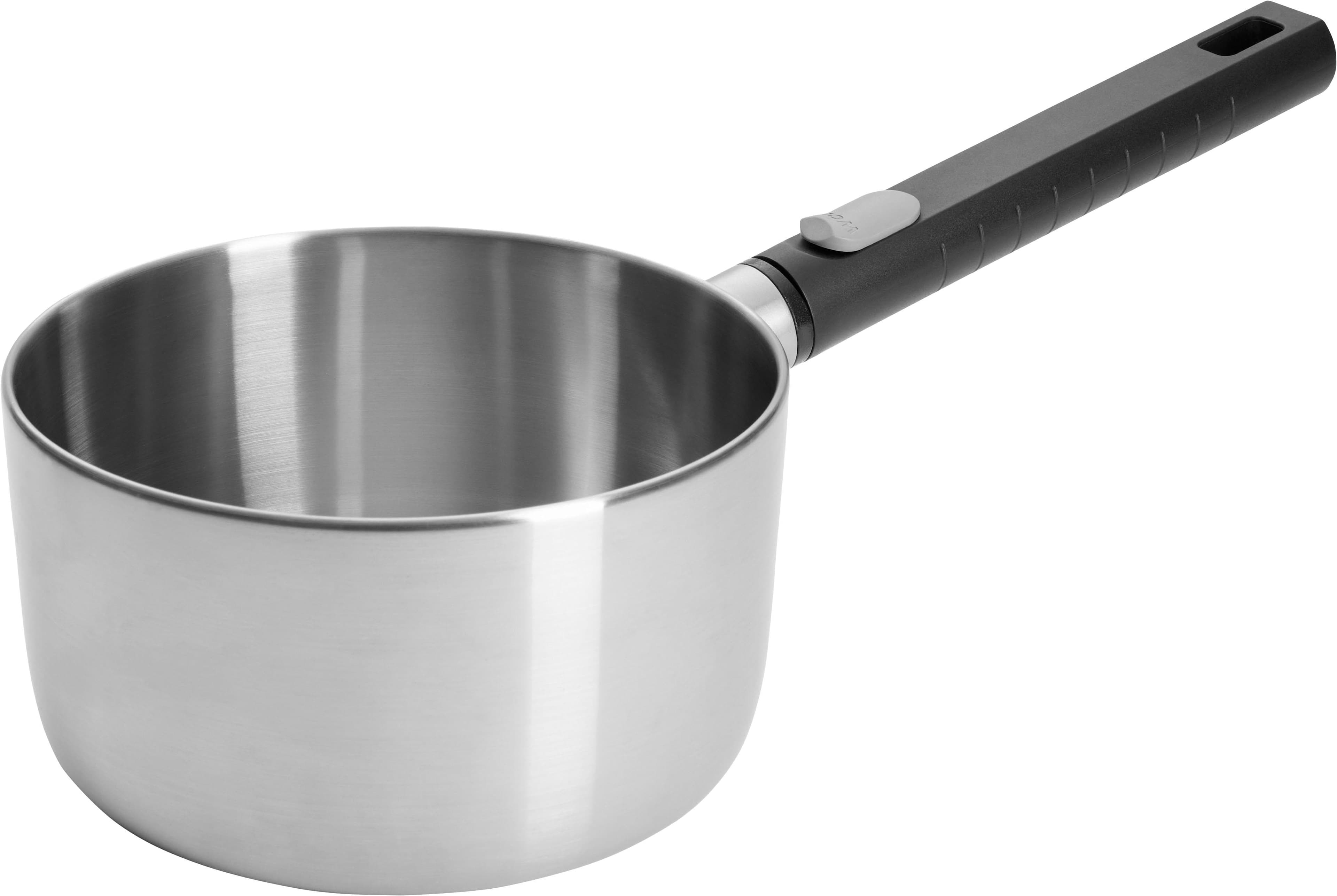 Milchtopf aus Edelstahl und Logic Steel, Silber, Schwarz, Ø 18 cm