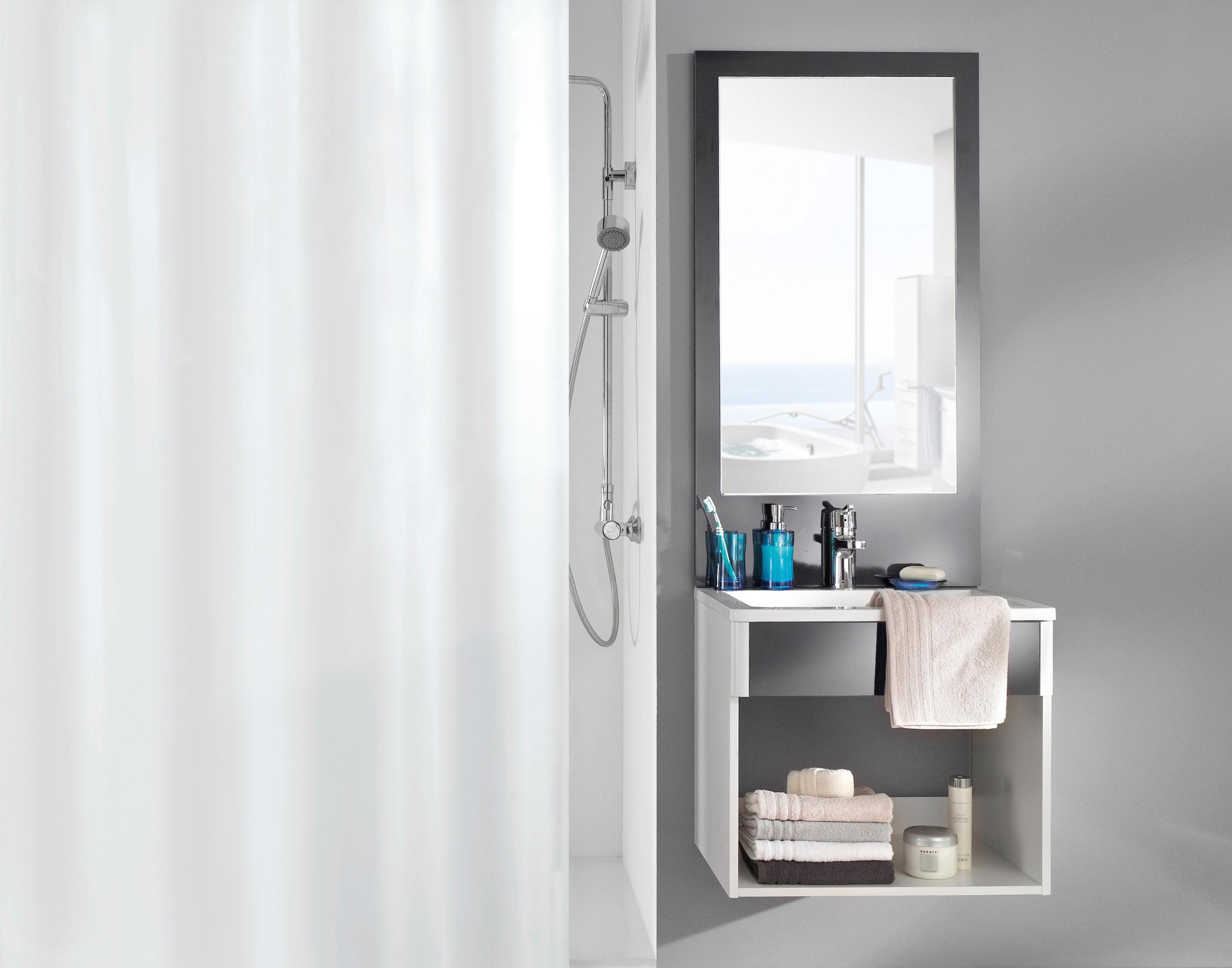 Kleine Wolke Caravelle Duschvorhang Weiß - Sicht- und Spritzschutz