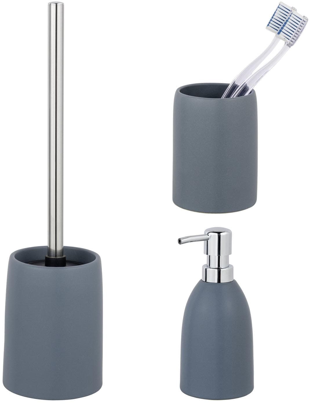SCHÖNER WOHNEN Kollektion Badaccessoire-Set Funo Blau Matt