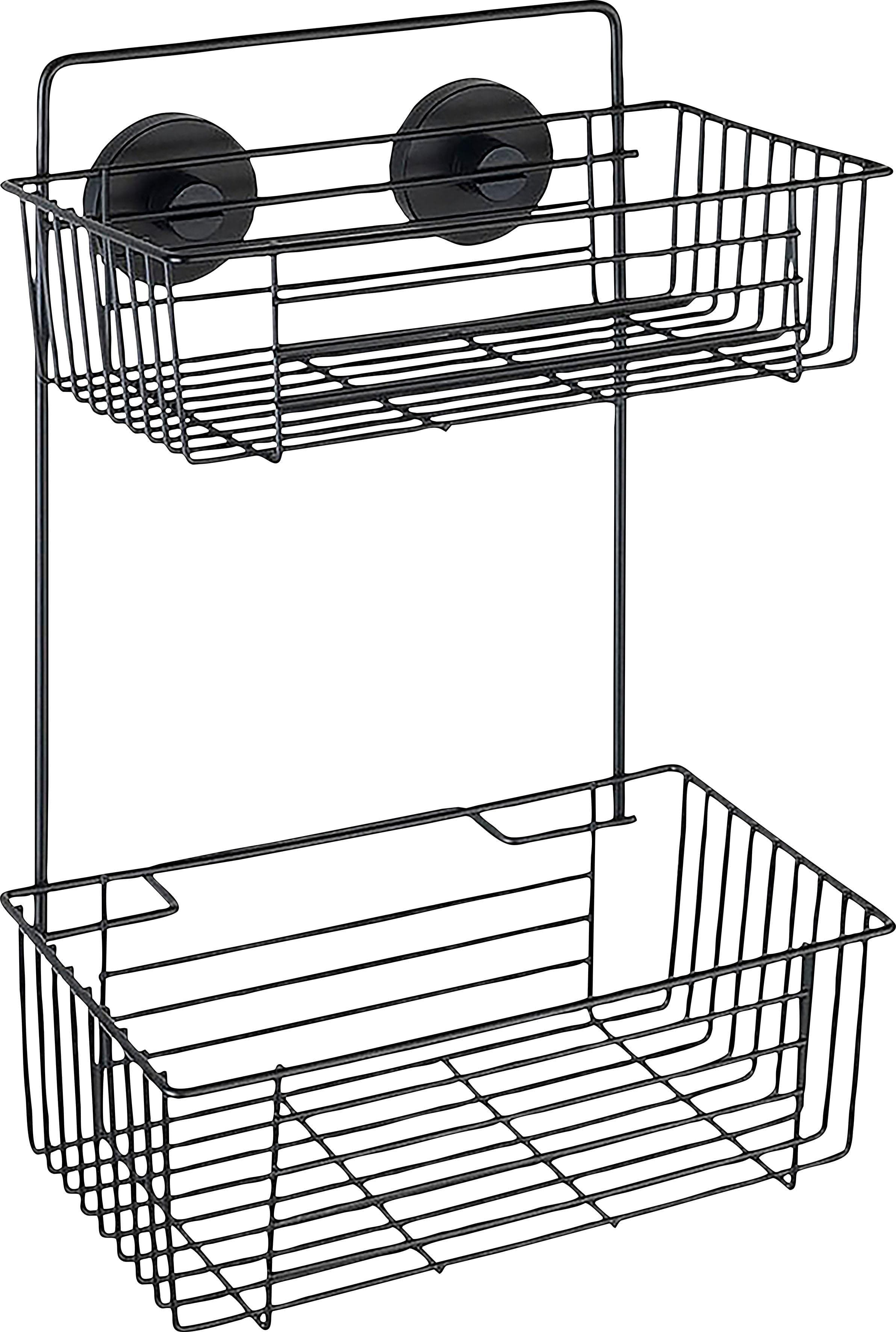 Wenko Duschregal Bari Schwarz 2 Etagen Vacuum-Loc Wandregal