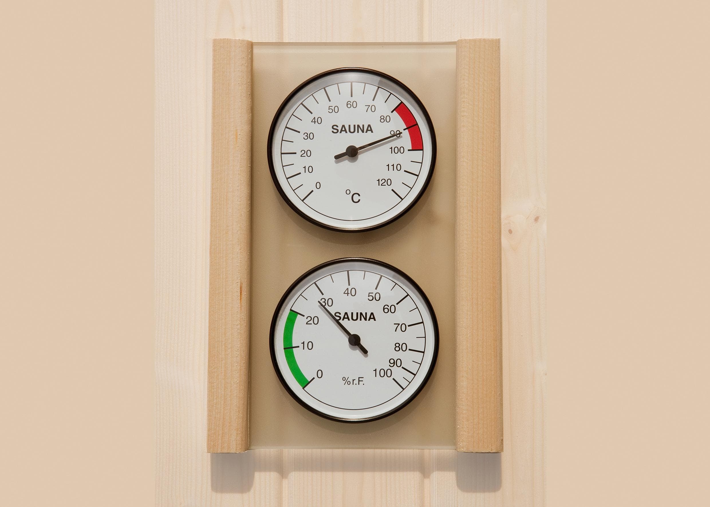 Klimamesser WEKA weiß Holz Sicherheitsglas Hygrometer Thermometer