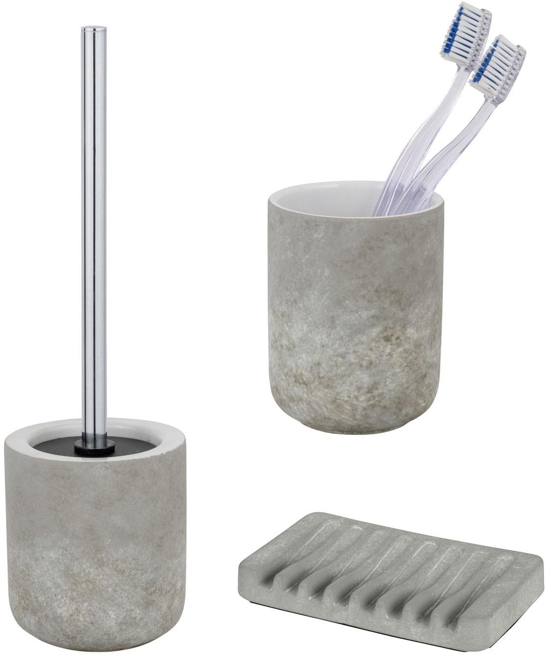 Badaccessoire-Set Londa Grau Matt Edelstahl Keramik SCHÖNER WOHNEN-KOLLEKTION