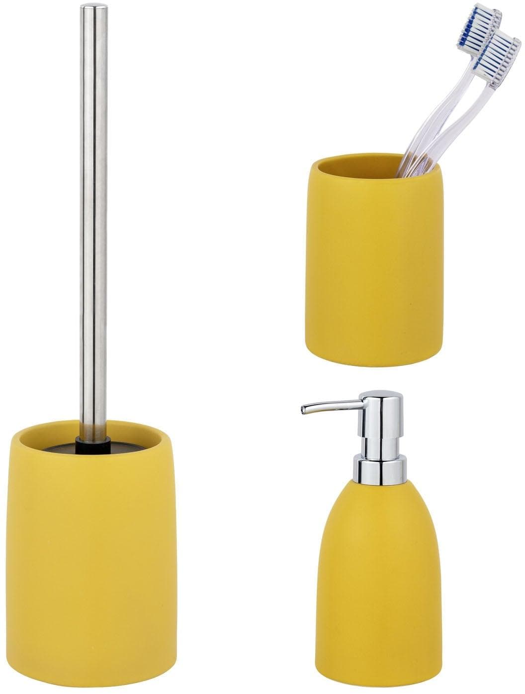 SCHÖNER WOHNEN-Kollektion Funo Badaccessoire-Set: Keramik, Blau, WC-Garnitur