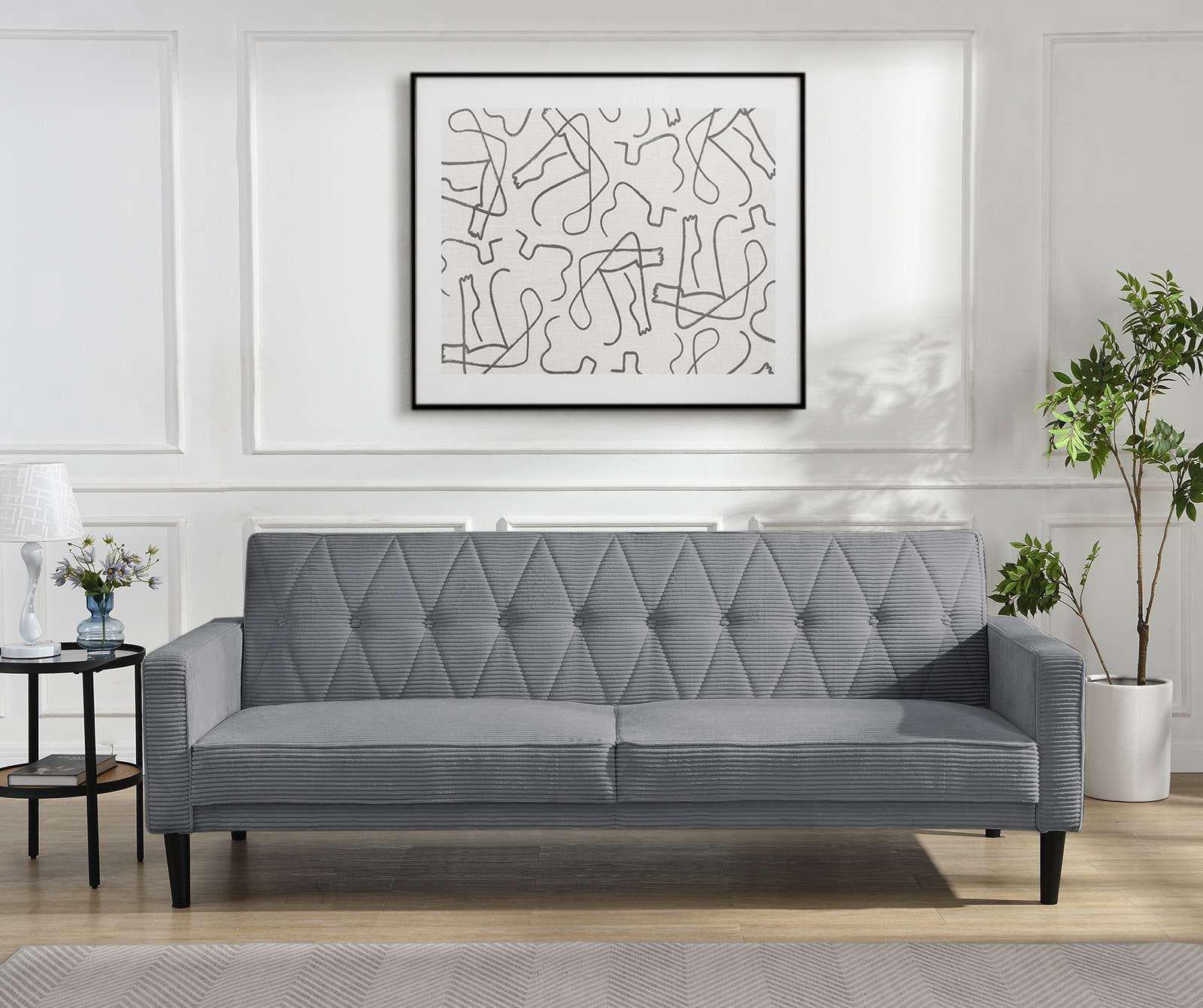 DOREL HOME Avon 3-Sitzer Schlafsofa Grau Cord