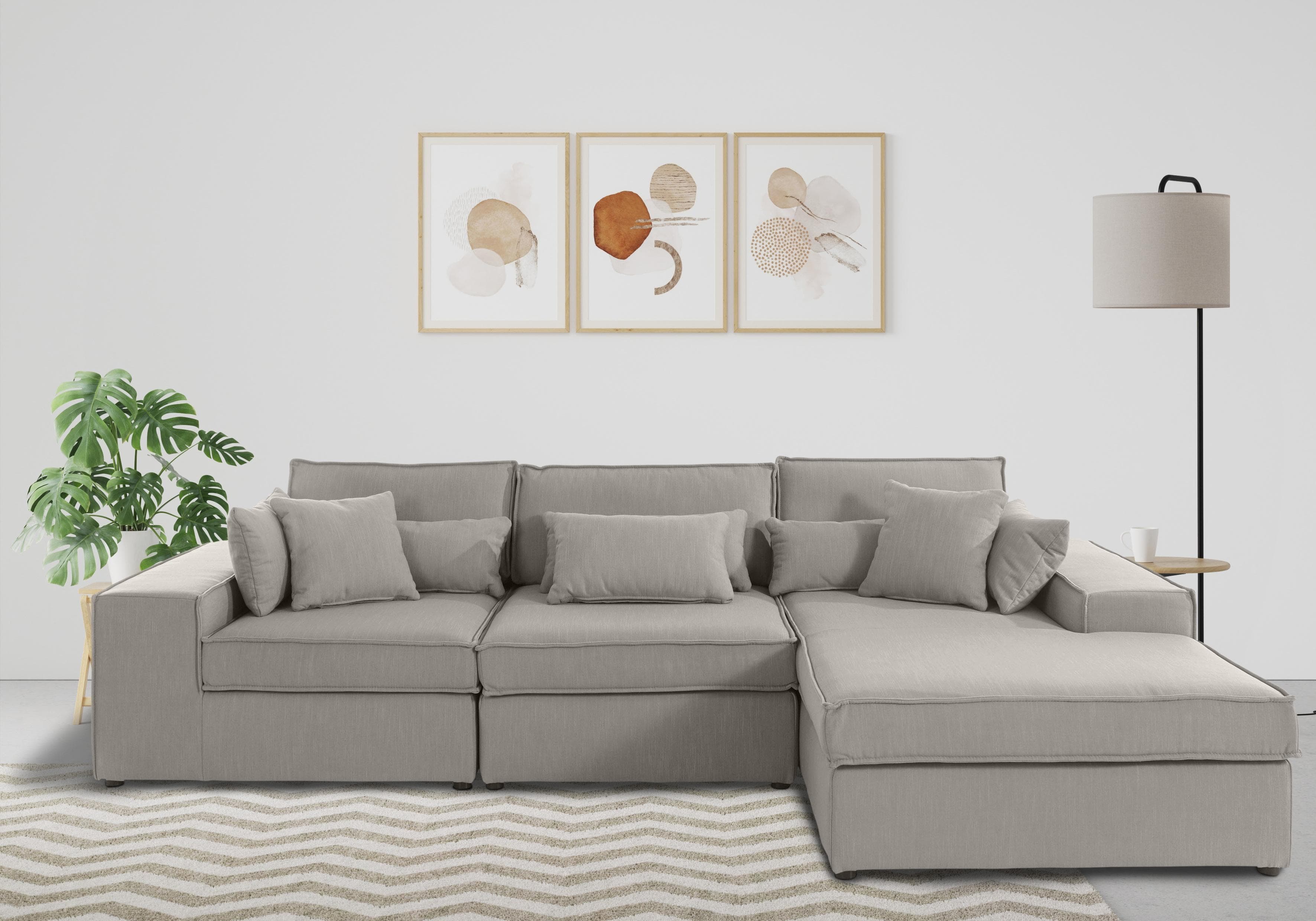 OTTO HOME Florid L-Form Ecksofa Beige 3-teilig