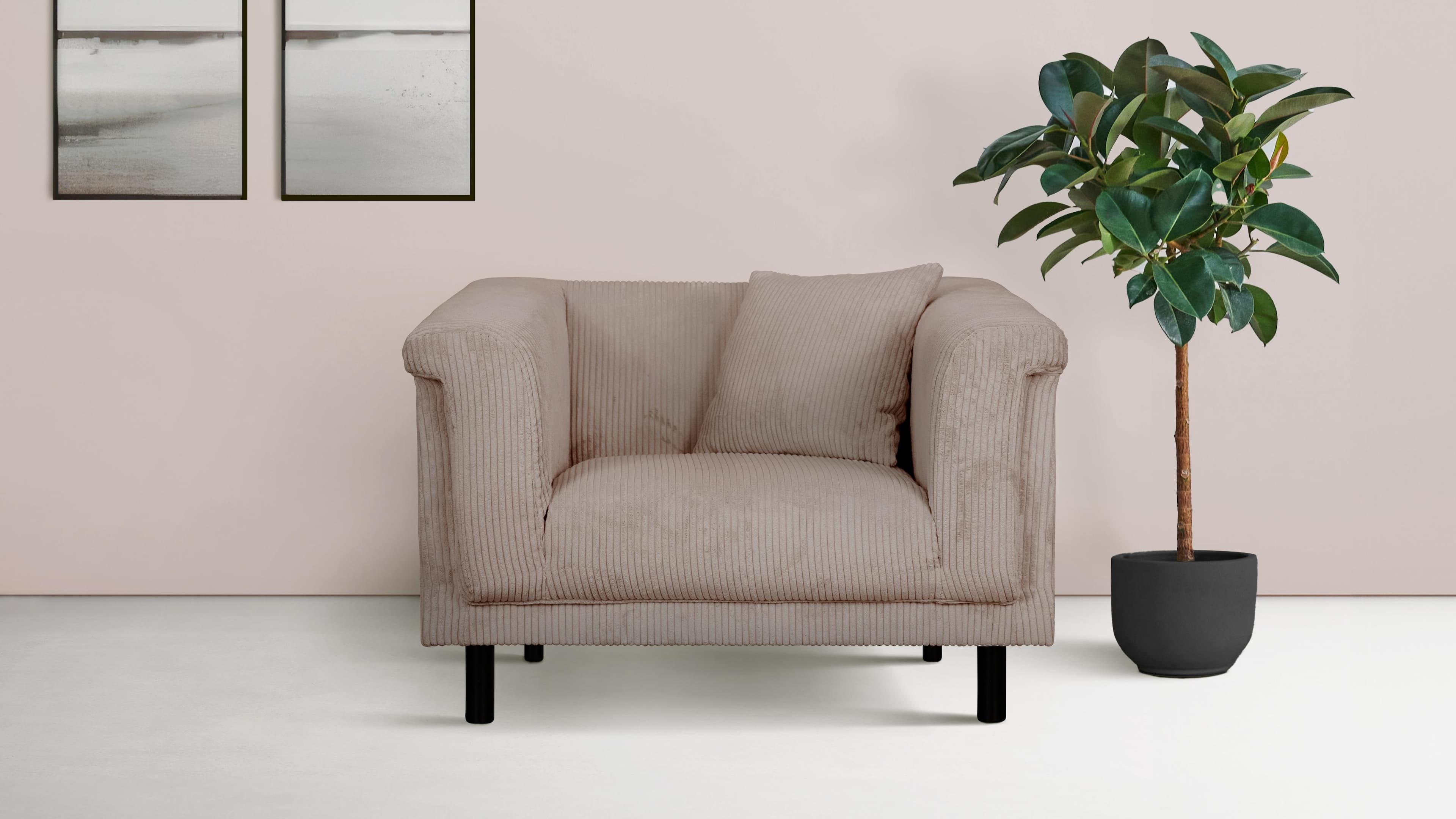 Home Affaire Sessel AGNIA Taupe Polyester Cord