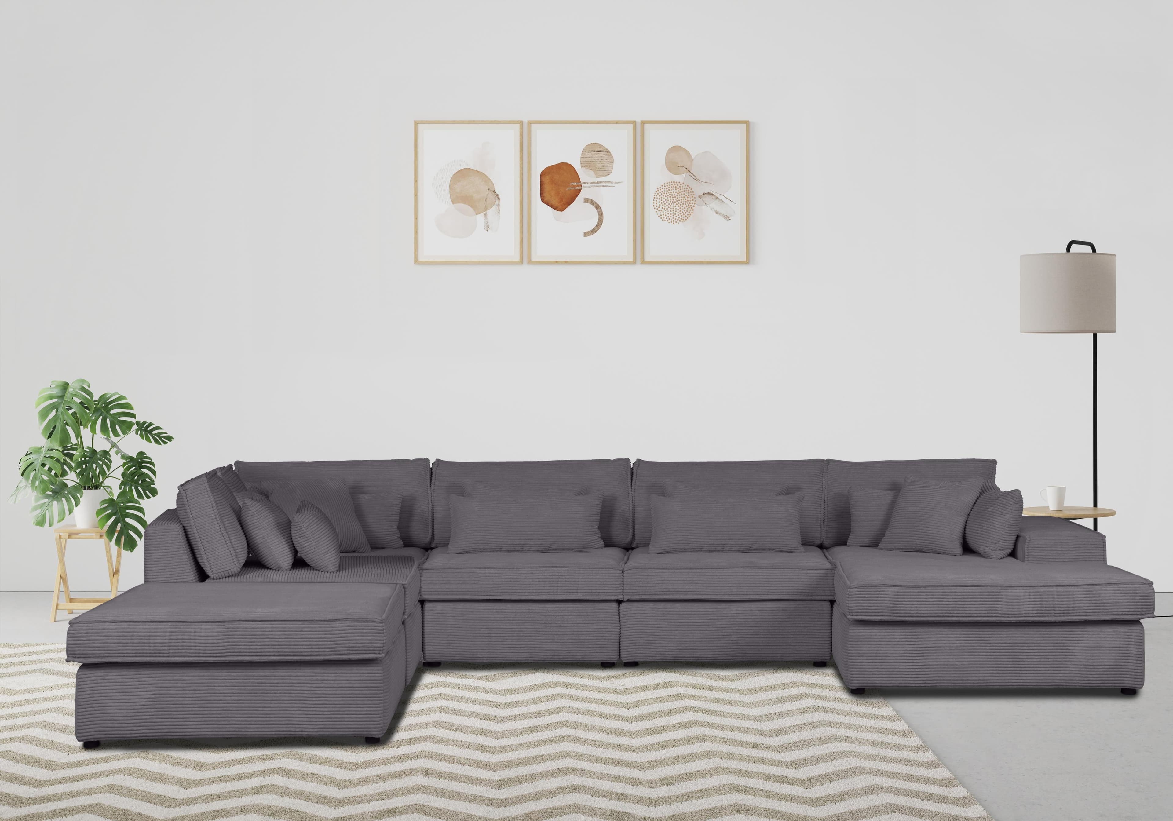 OTTO HOME Florid Wohnlandschaft U-Form Grau 6-teilig