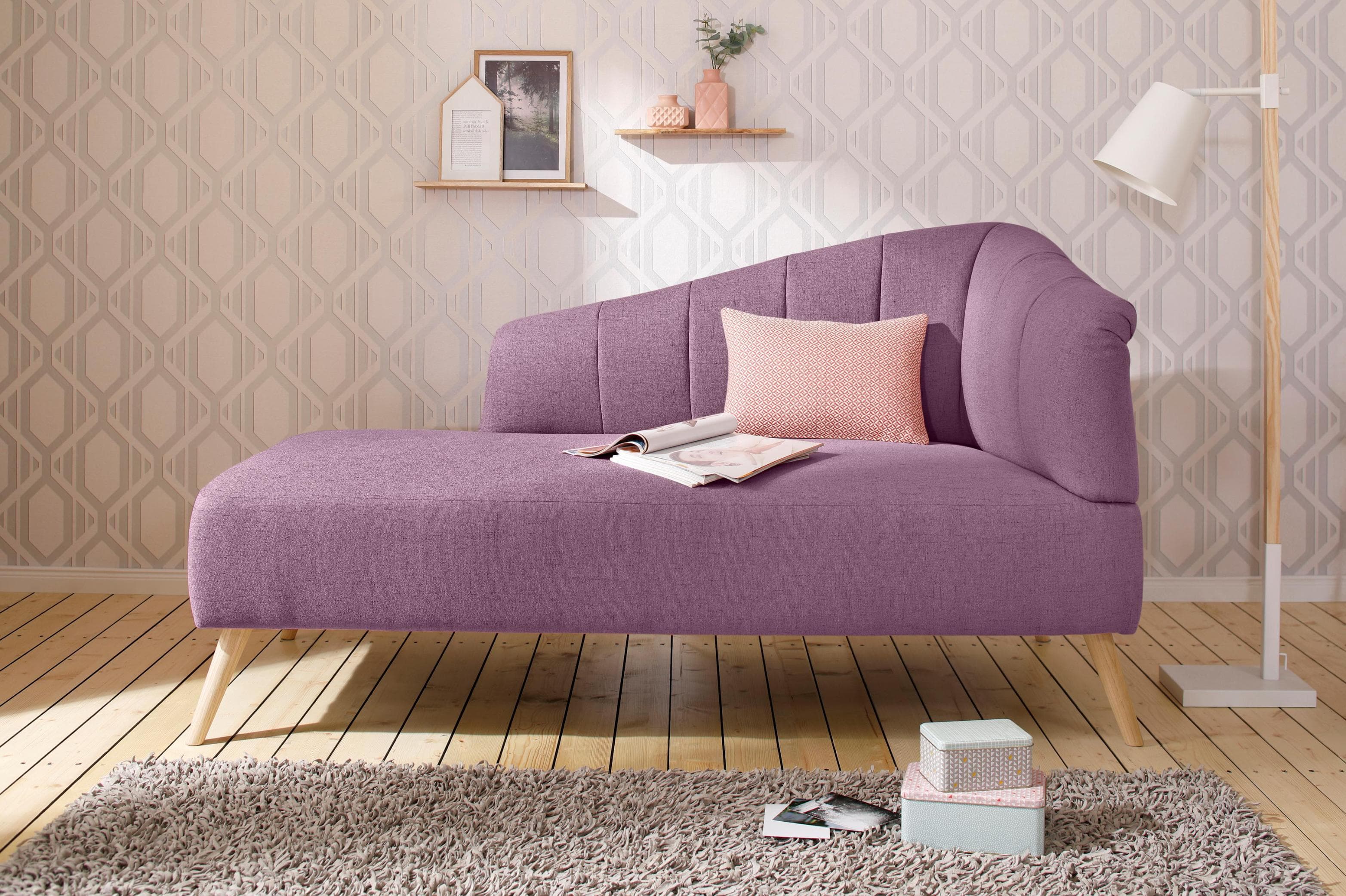 OTTO HOME Recamiere Lucy Lila mit Massivholzfüßen