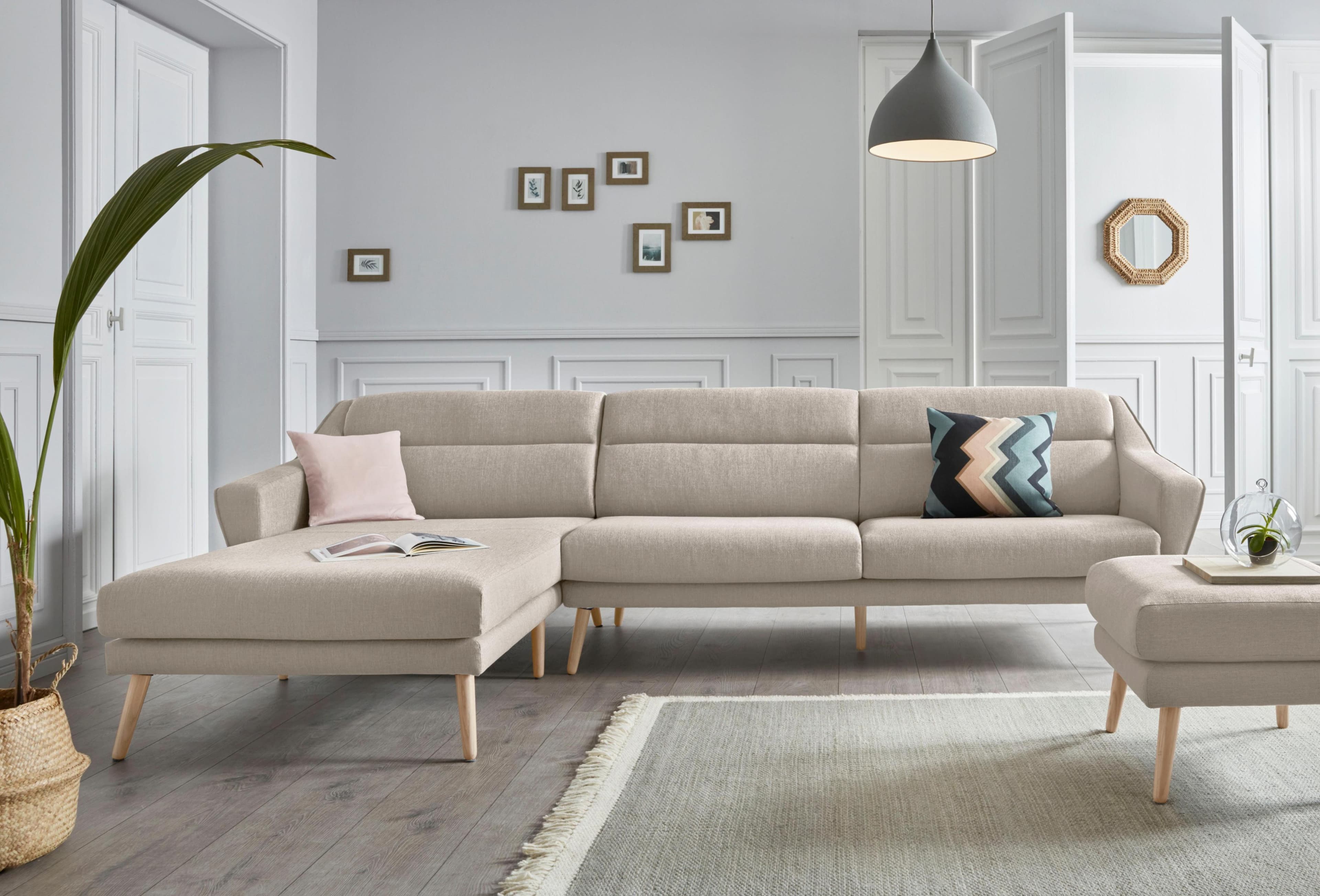 OTTO HOME Ecksofa Bille L-Form Beige Samtoptik