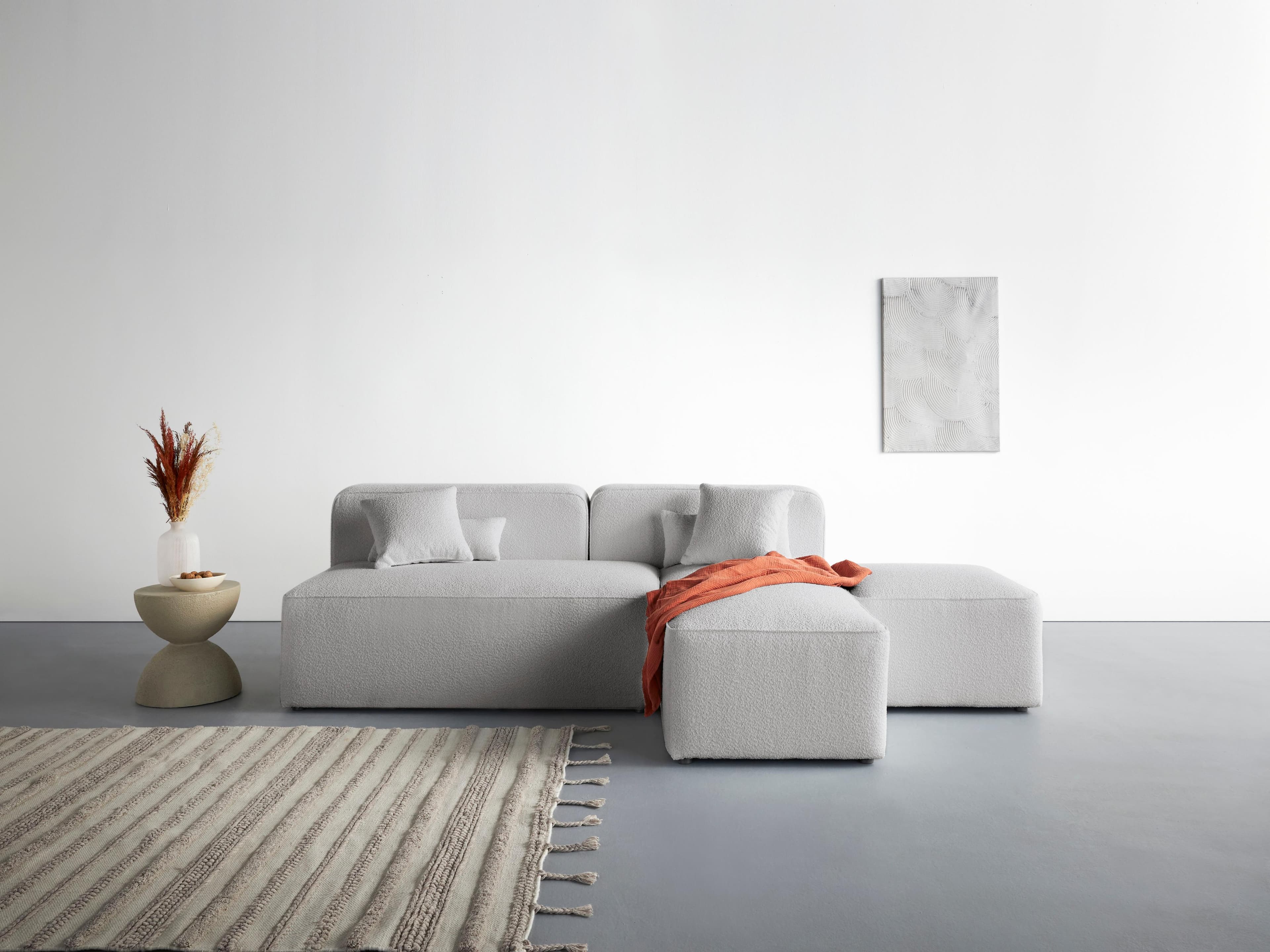 HOME AFFAIRE Ecksofa Sundstrup L-Form hellgrau mit Ottomane
