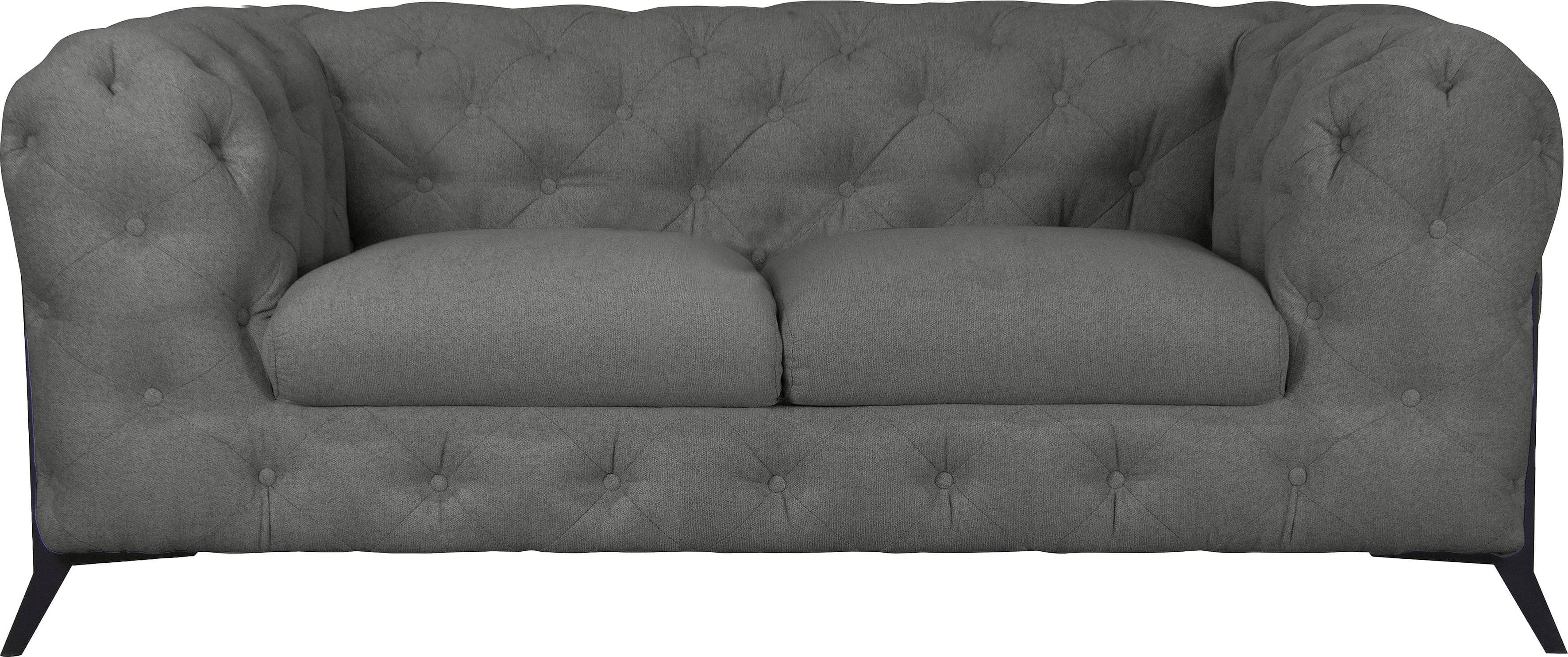 Leonique Chesterfield-Sofa Amaury Grau Aufwändige Knopfheftung