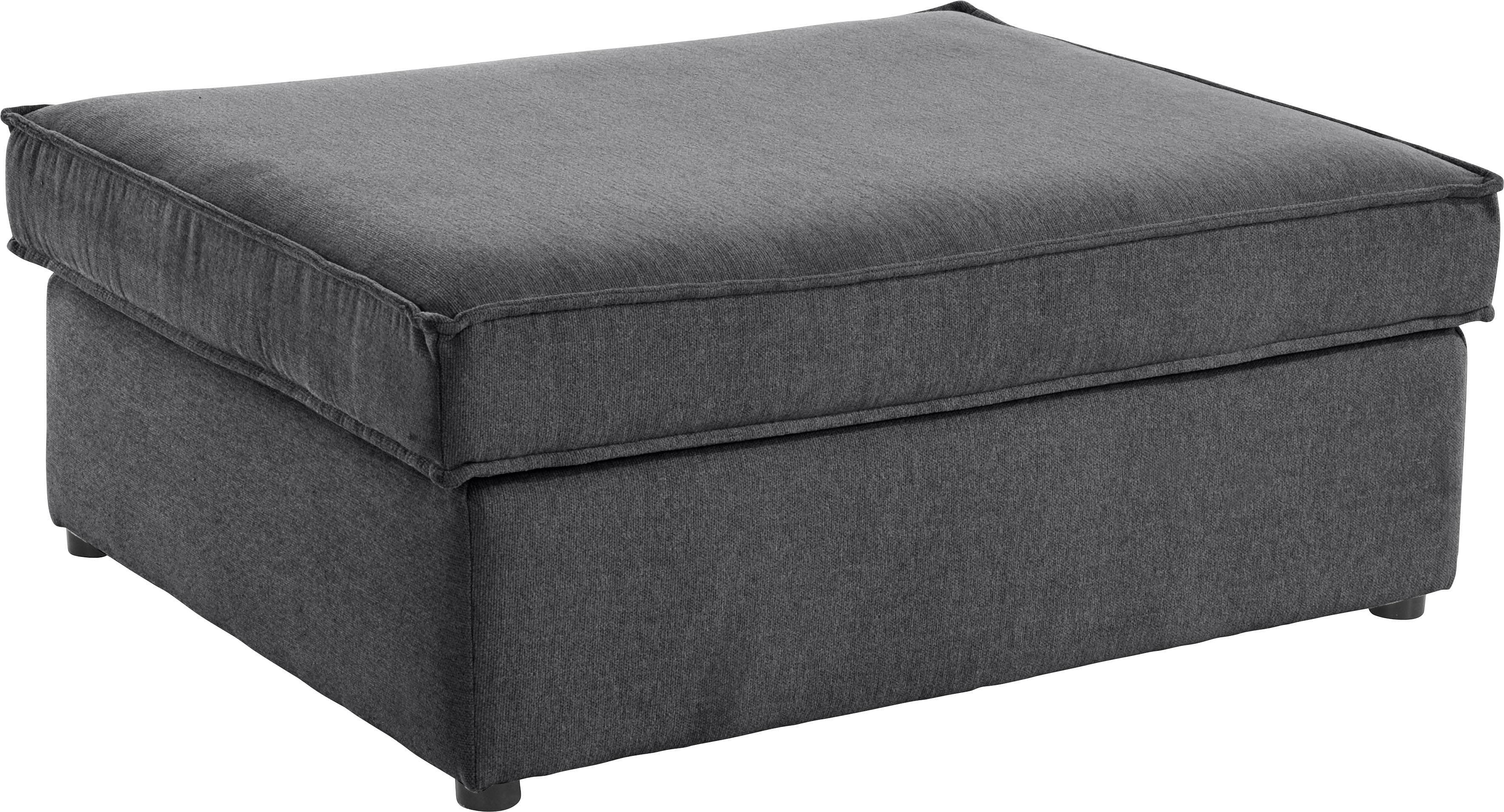 OTTO HOME Florid Polsterhocker Schwarz Baumwollmix