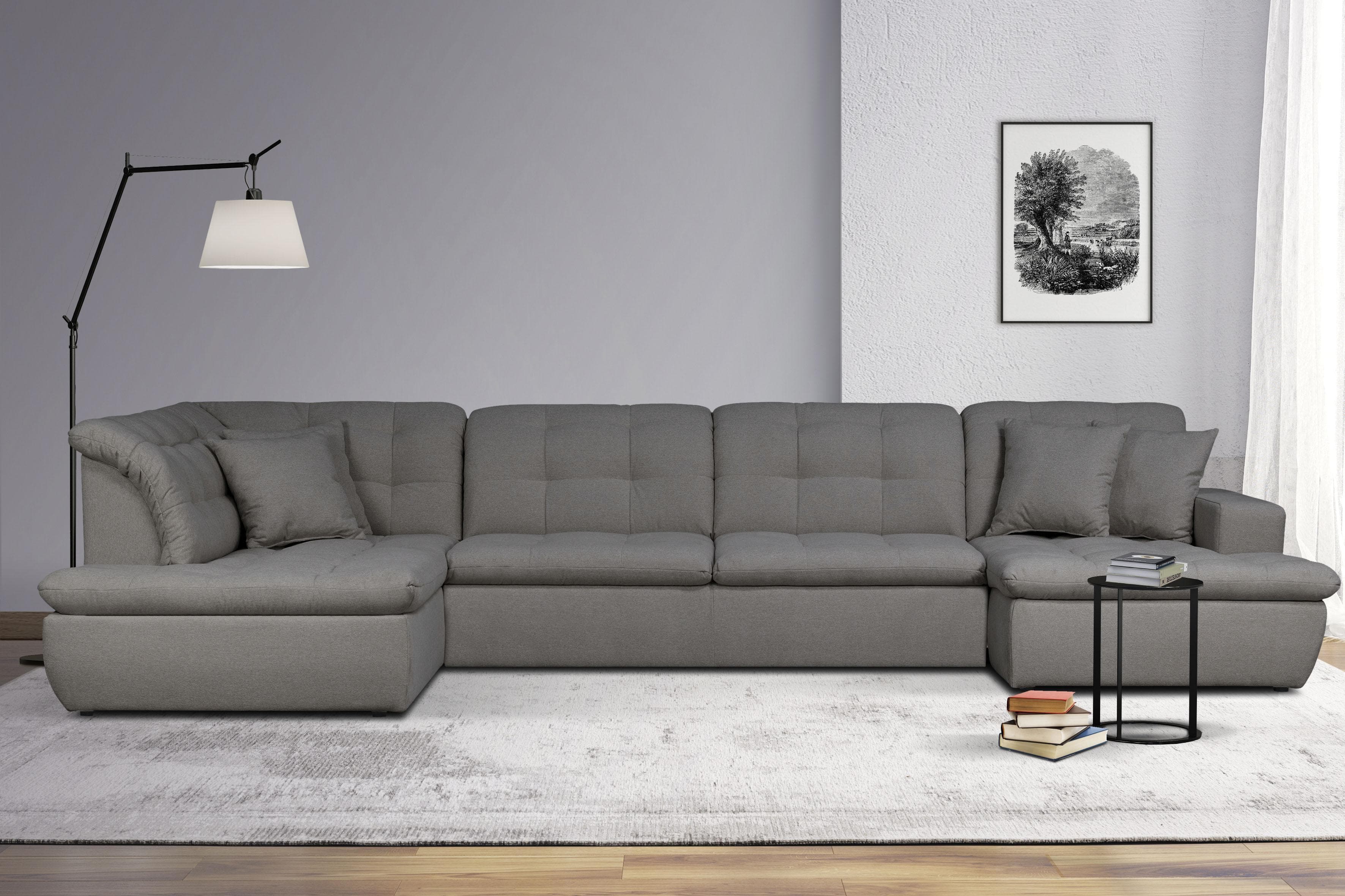 Home Affaire Wohnlandschaft Brisbane U-Form Grau mit Recamiere