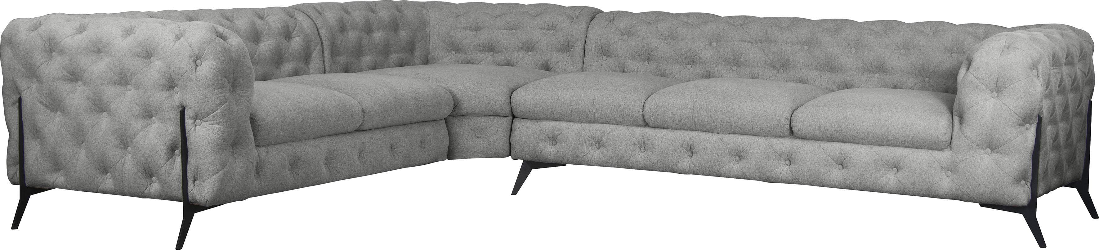 HOME AFFAIRE Chesterfield-Sofa Amaury L-Form Silber