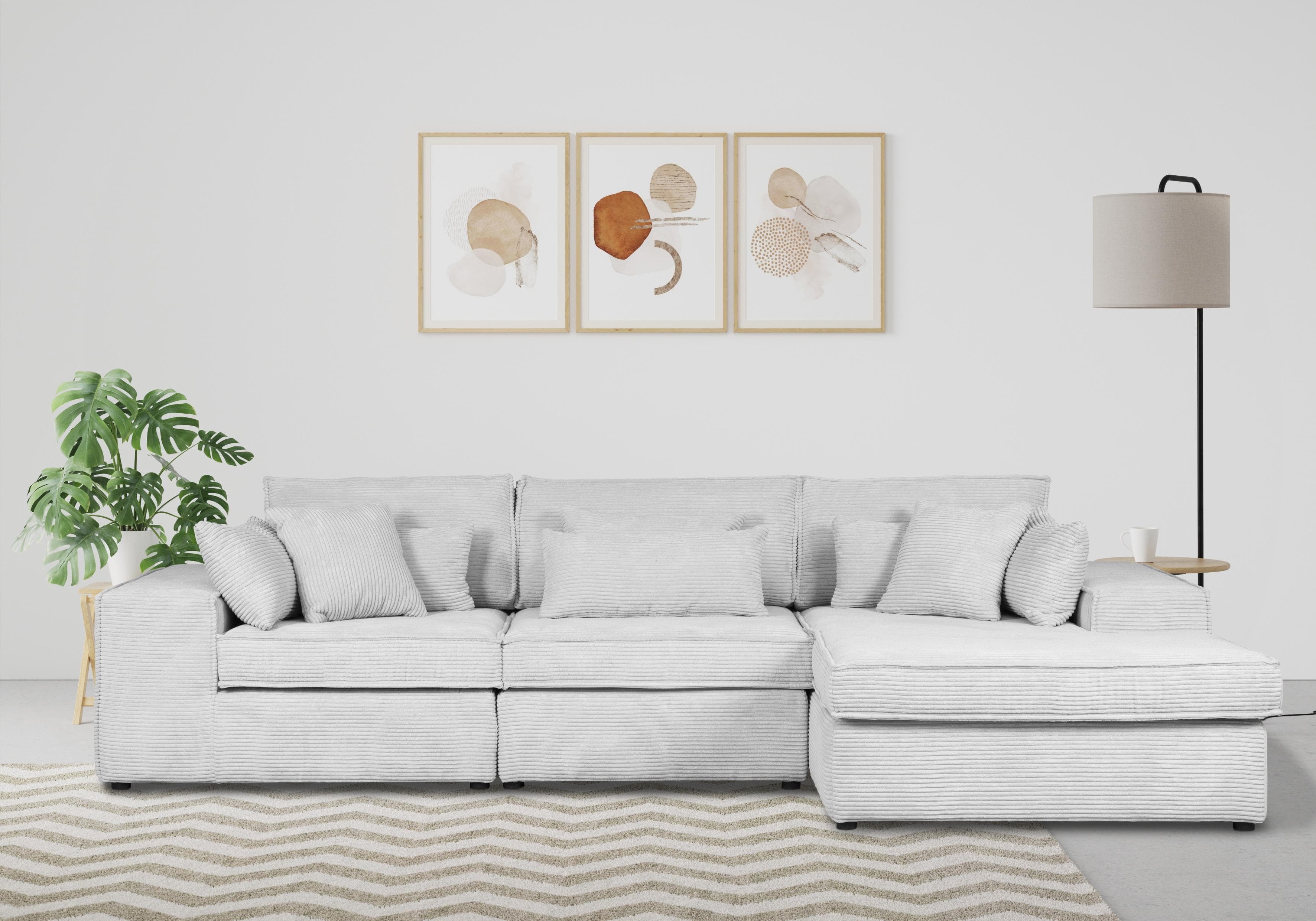 OTTO HOME Ecksofa Florid L-Form Beige 3-teilig mit Ottomane