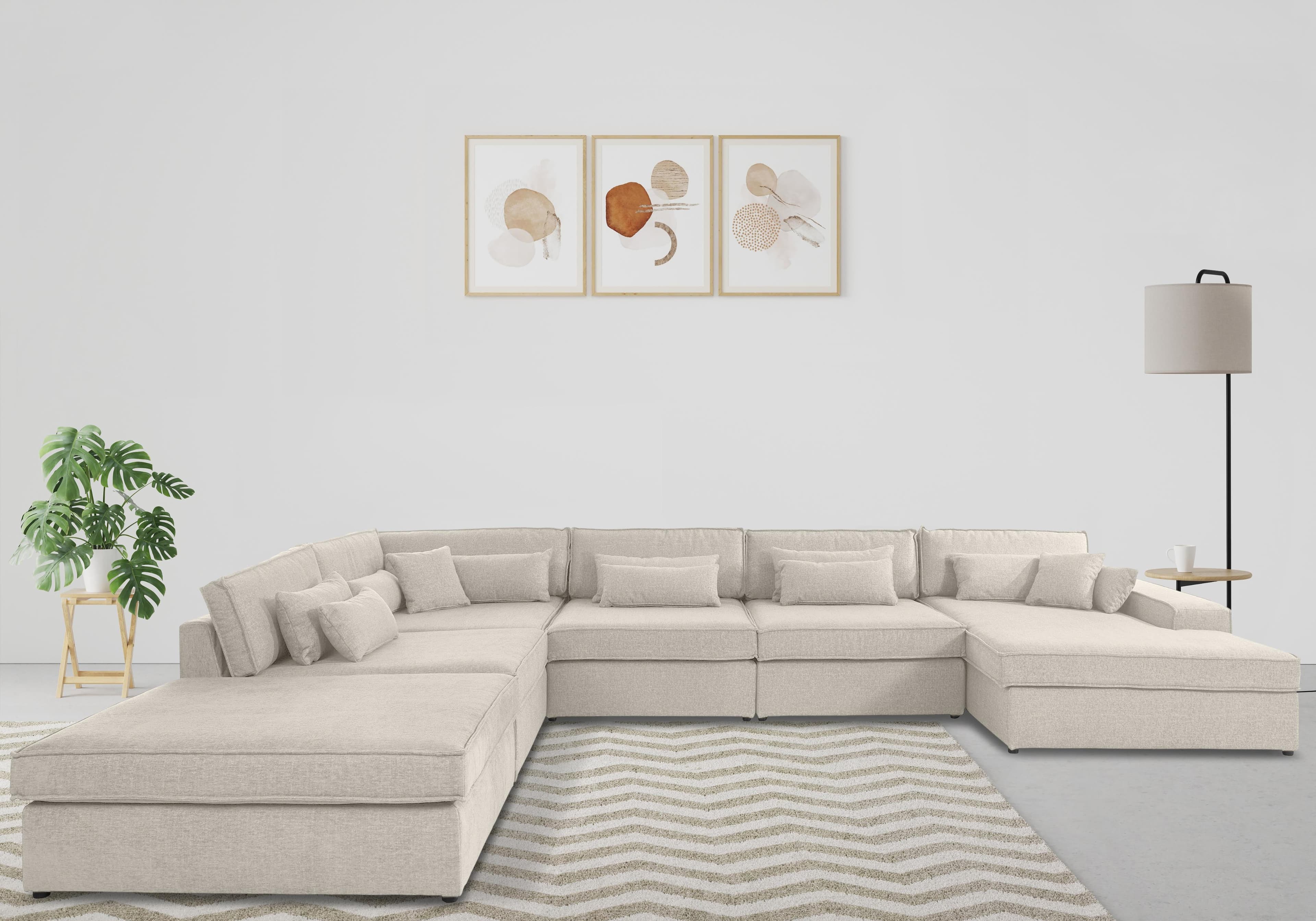OTTO HOME Wohnlandschaft Enid U-Form Beige 6-teilig