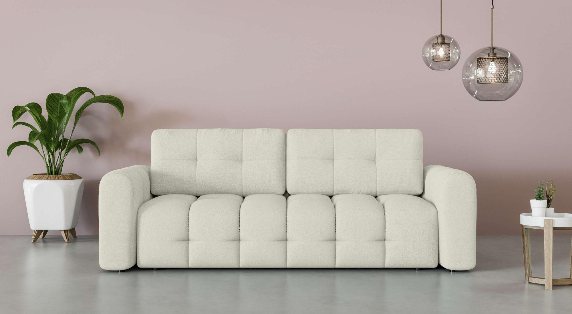 OTTO HOME Manilla 3-Sitzer Sofa mit Bettfunktion Creme