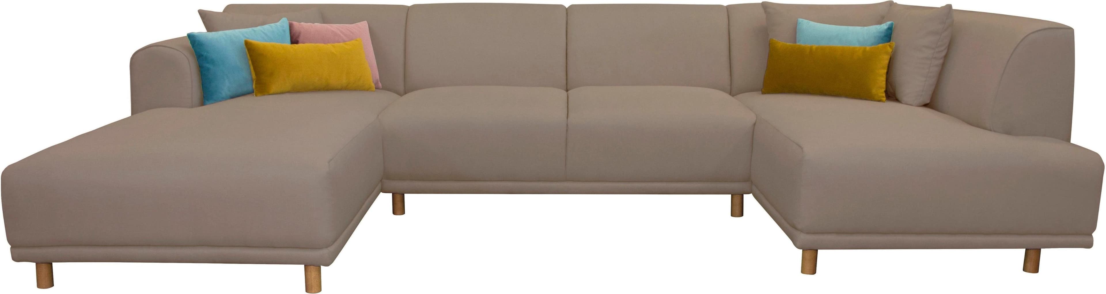 OTTO HOME Wohnlandschaft Maroon U-Form Beige Skandinavisch