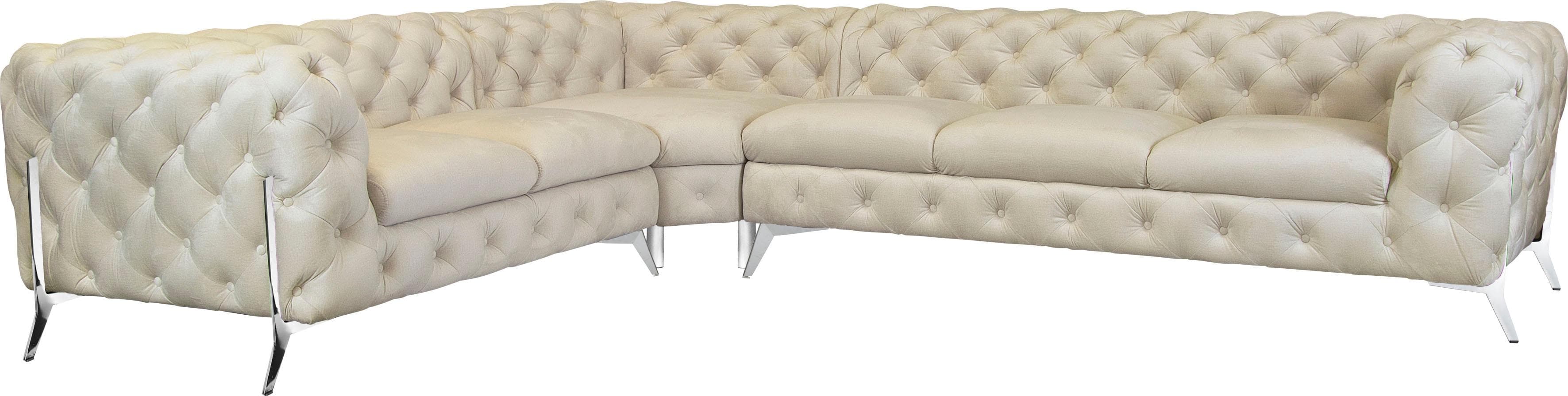 HOME AFFAIRE Chesterfield-Sofa Amaury L-Form Beige