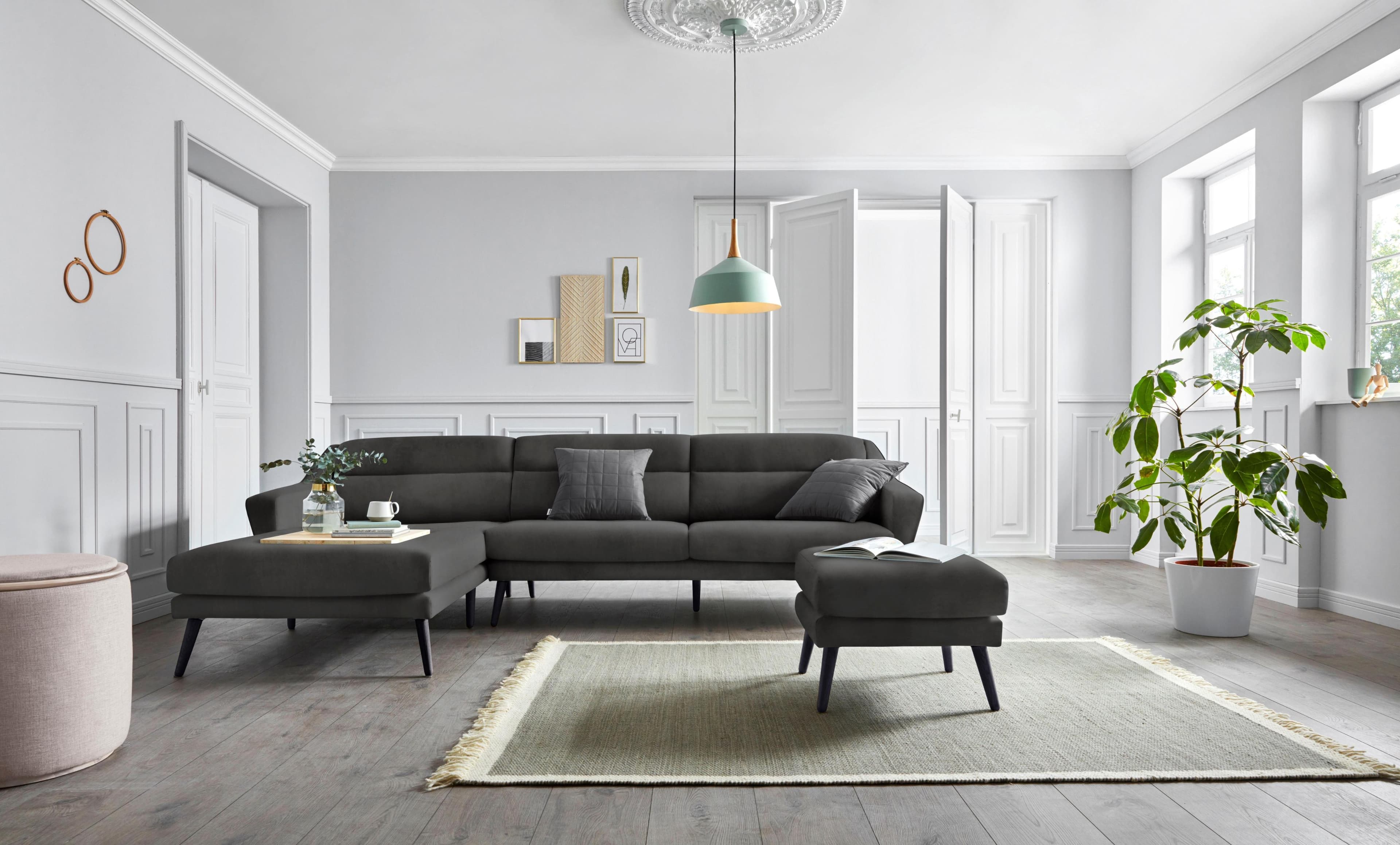 OTTO HOME Ecksofa Bille L-Form Anthrazit Samtoptik