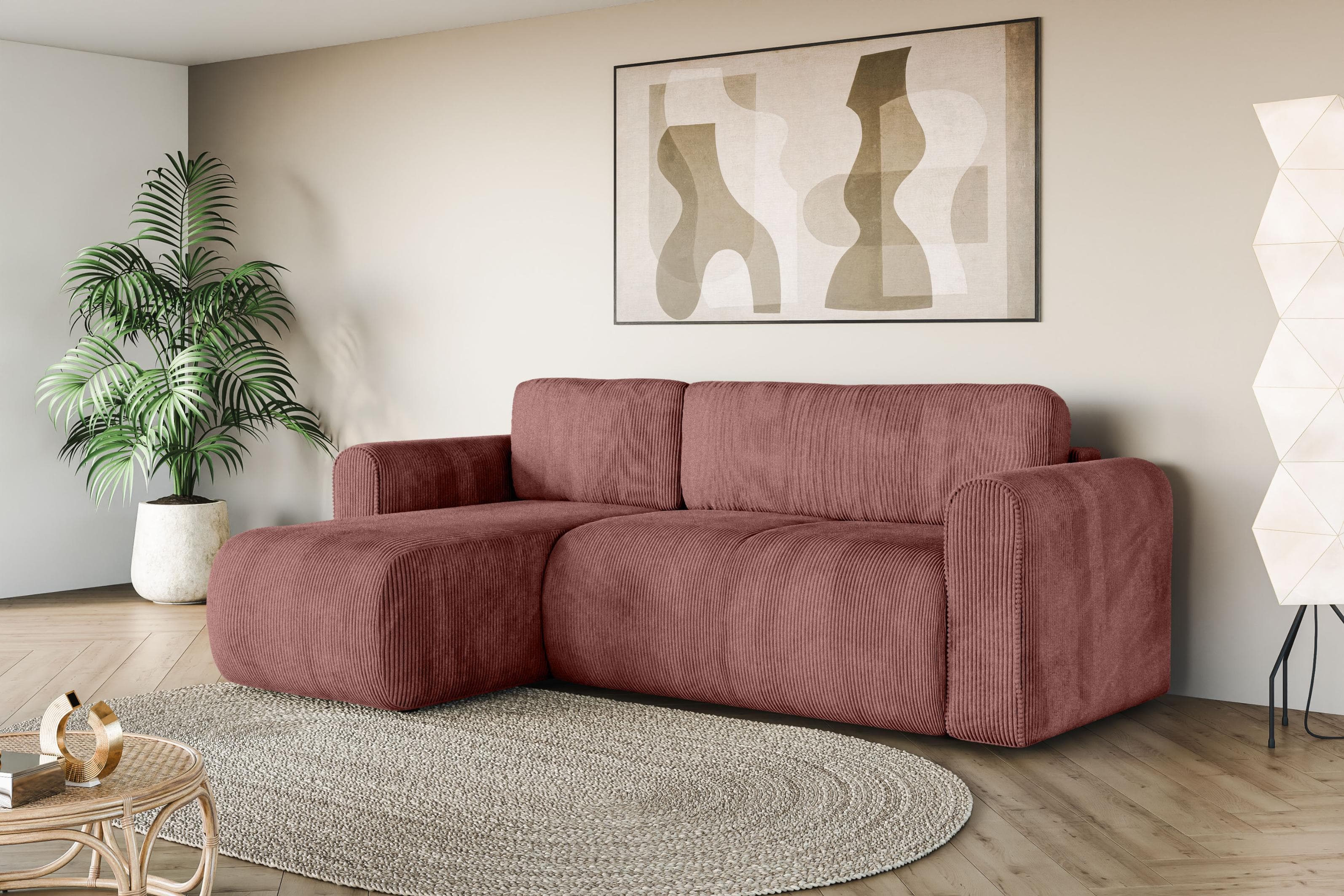 OTTO HOME Ecksofa Zacharia Rosa L-Form mit Recamiere