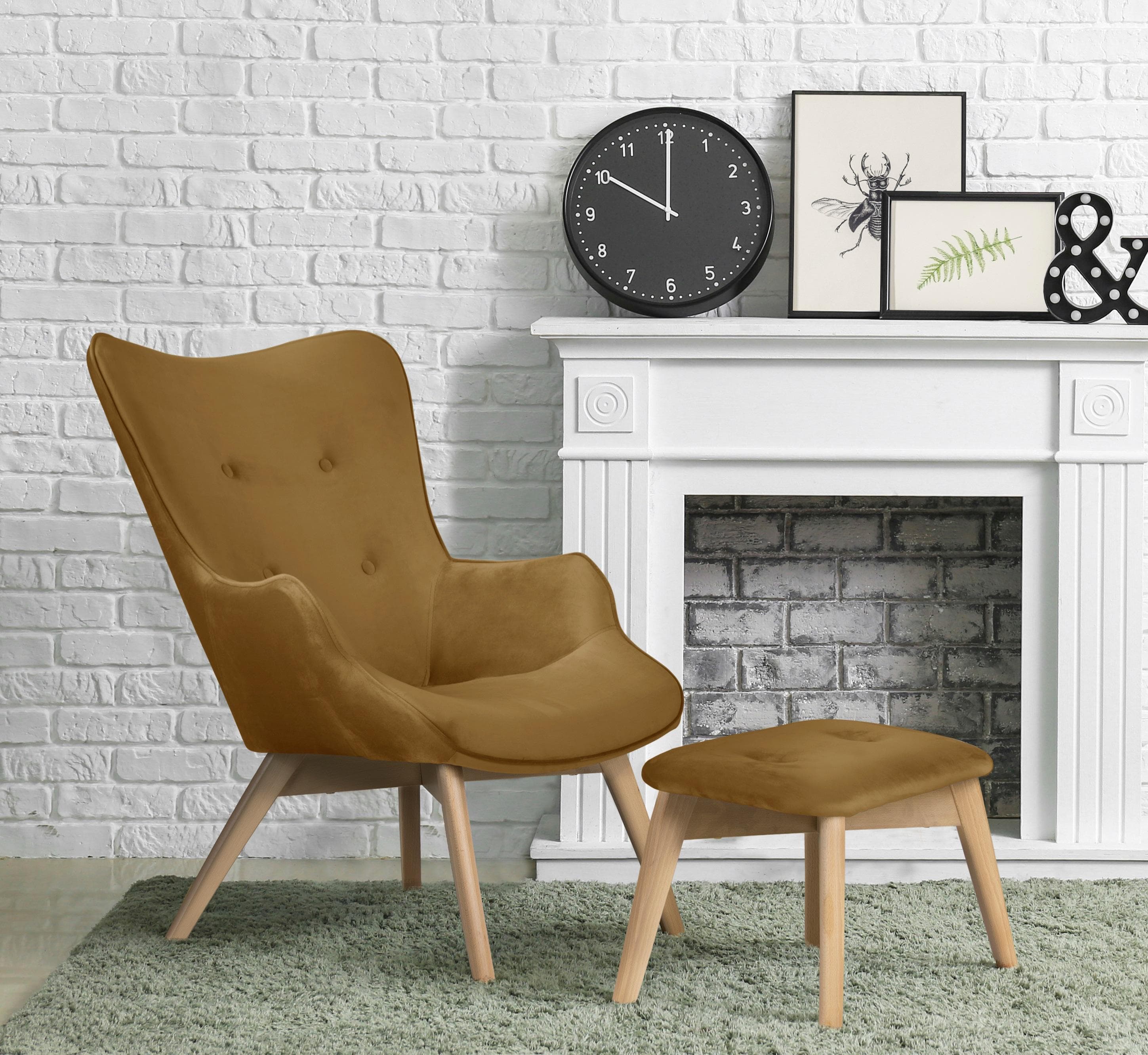 HOME AFFAIRE Nicko Sessel mit Hocker Senfgelb Polyester