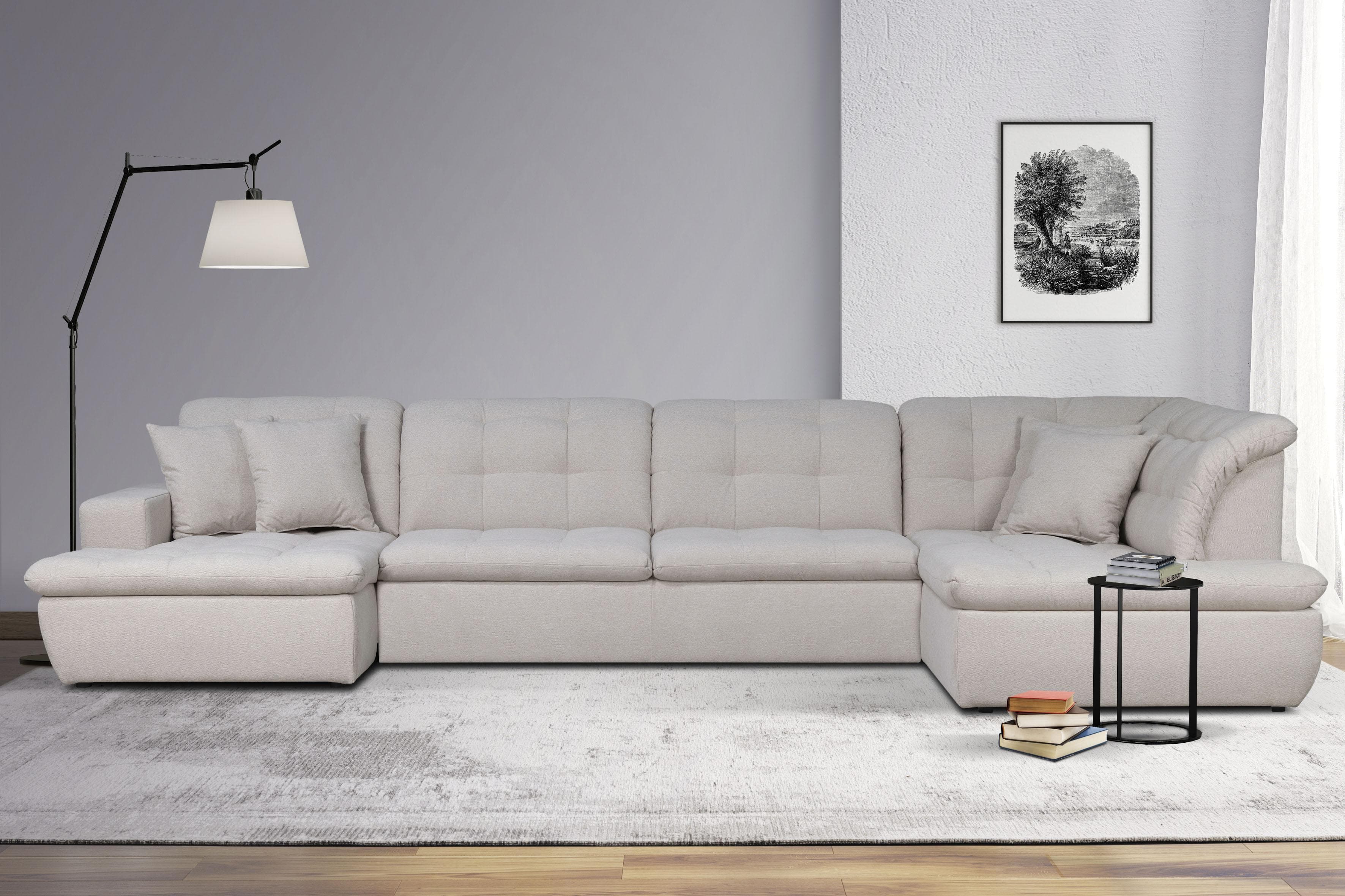 HOME AFFAIRE Brisbane U-Form Wohnlandschaft Beige mit Recamiere