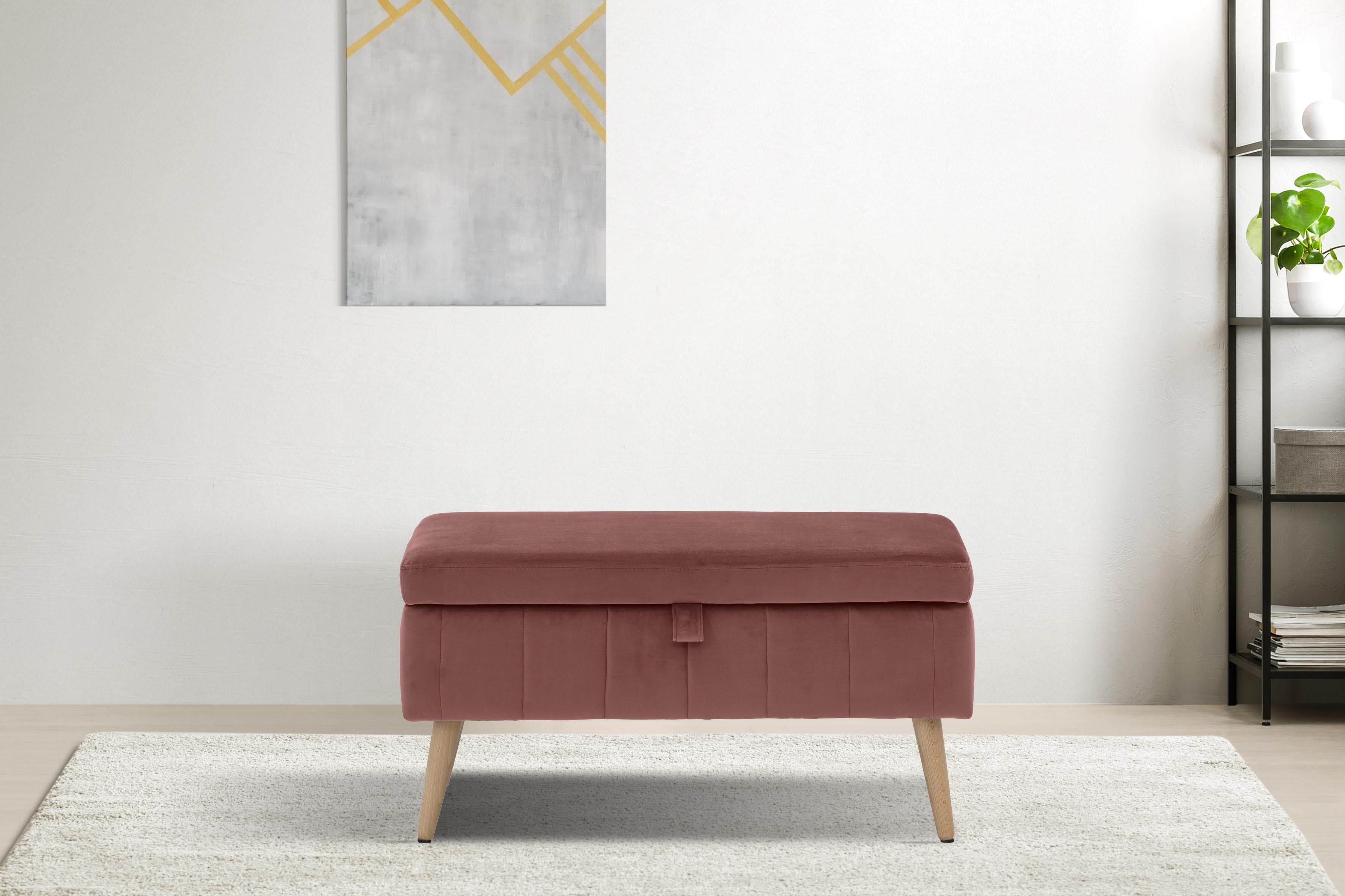 OTTO HOME AMIRA Truhenbank Rosa Samtvelours mit Stauraum