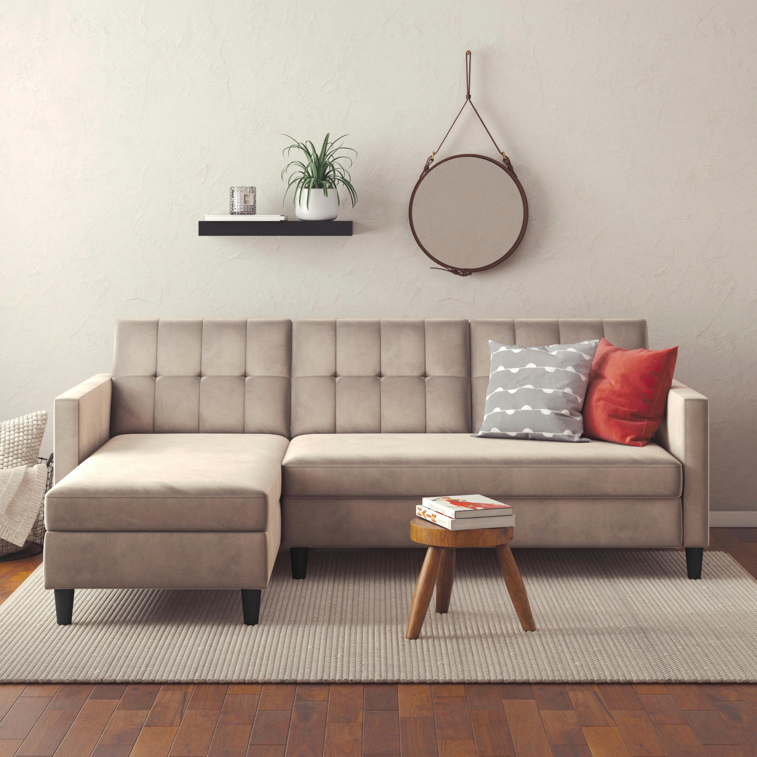 DOREL HOME Ecksofa Hartford II Taupe mit Bettfunktion und Stauraum