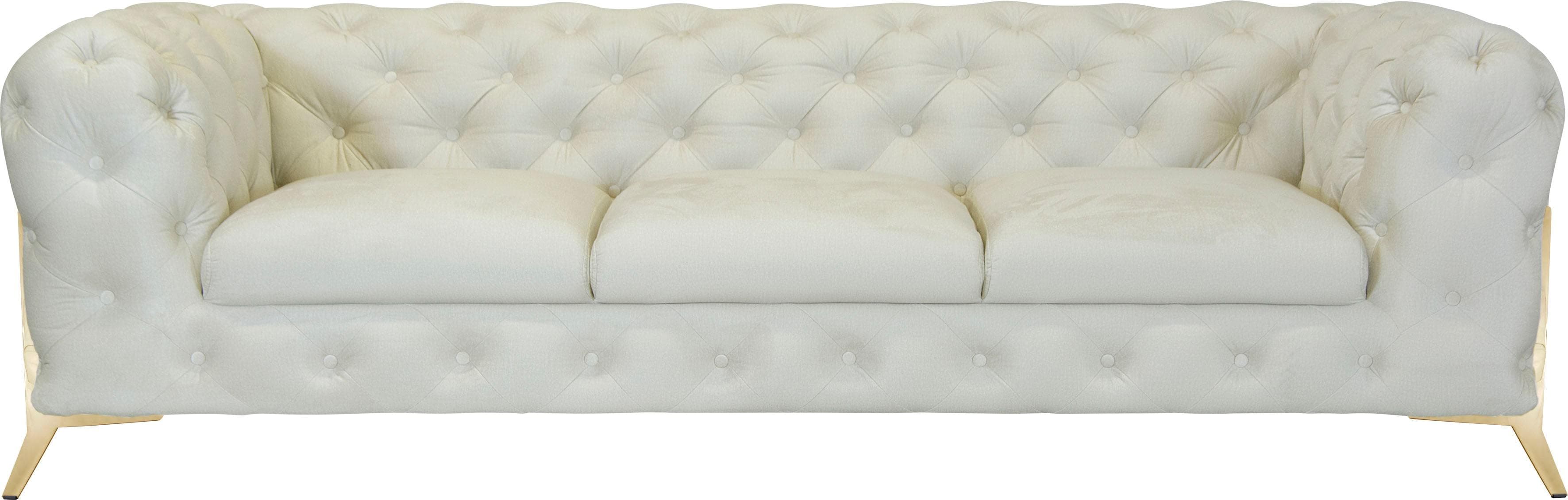 Leonique Chesterfield-Sofa Amaury Beige Samtoptik