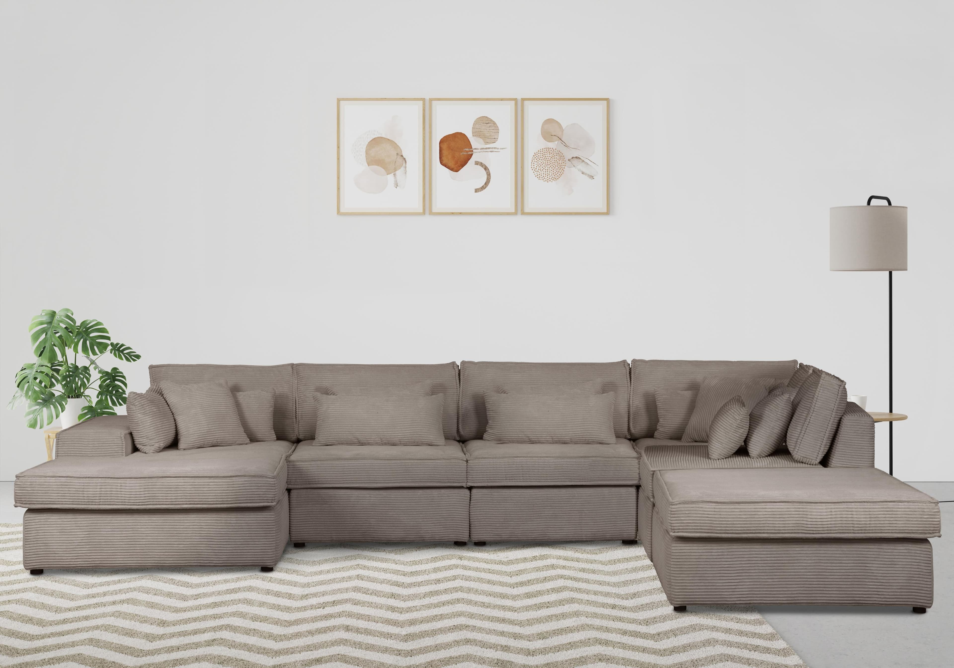 OTTO HOME Florid U-Form Wohnlandschaft Taupe 6-teilig