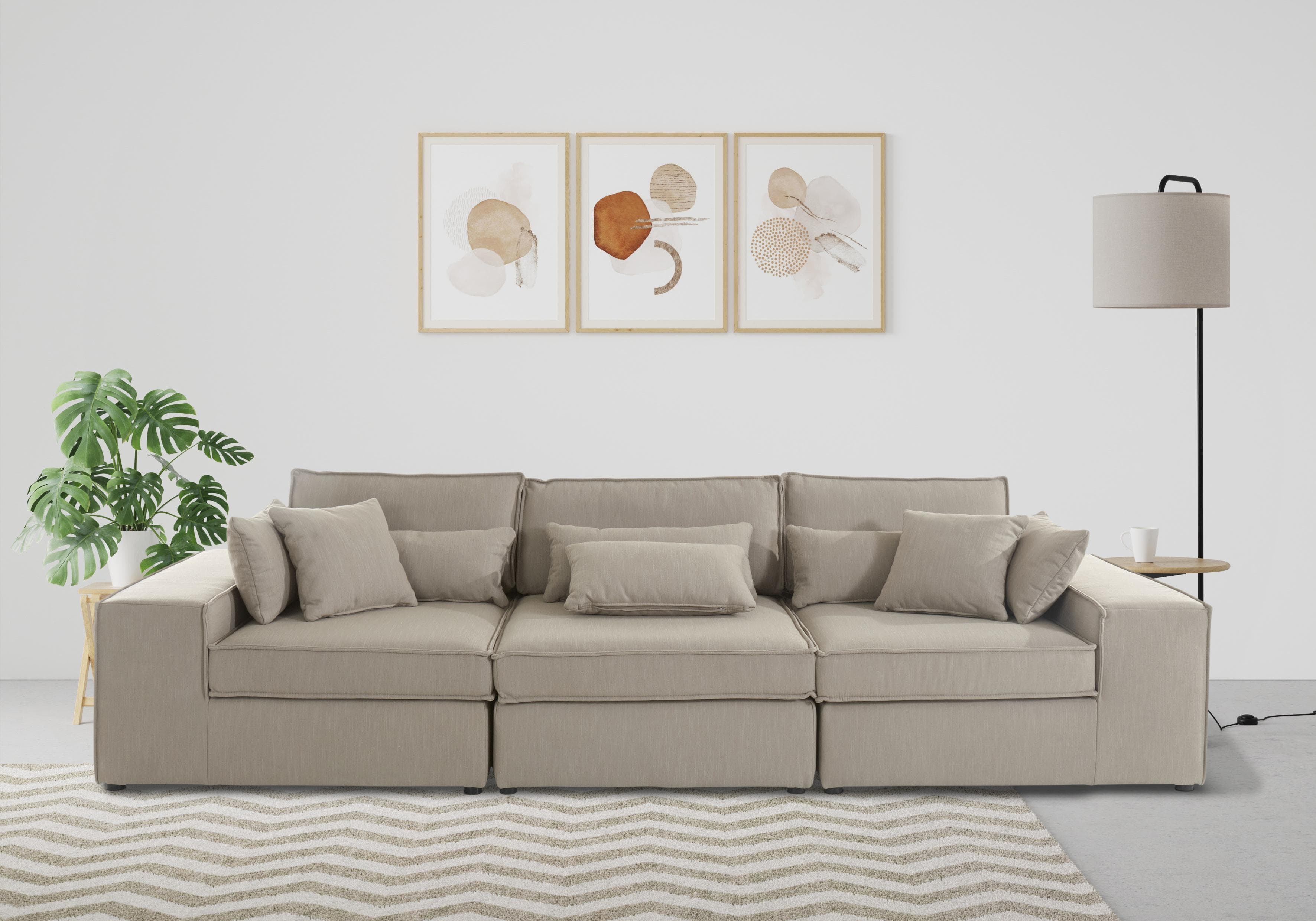OTTO HOME Sofa Florid 3-Sitzer Taupe Polyestermix