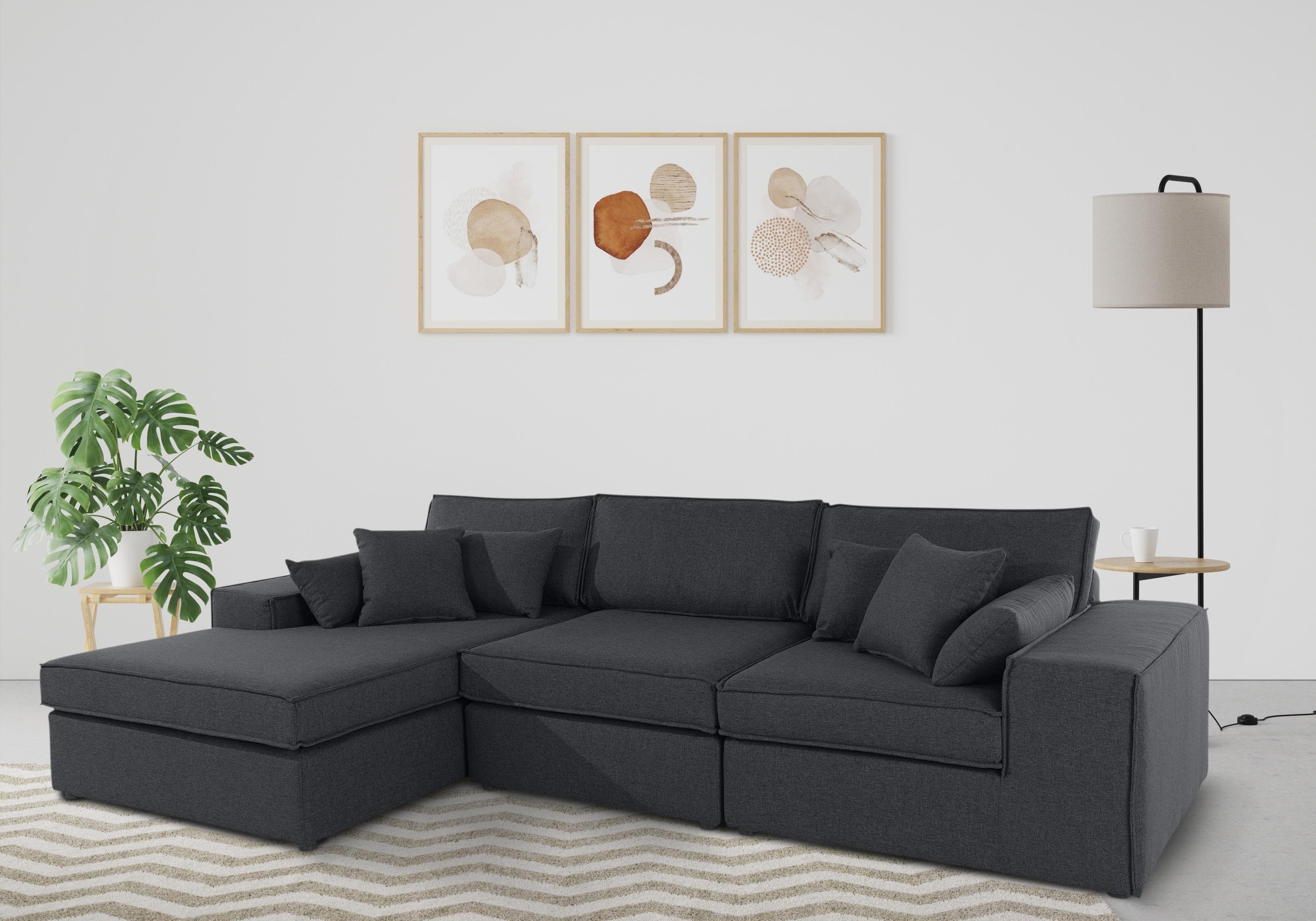 OTTO HOME Ecksofa Florid L-Form Anthrazit 3-teilig