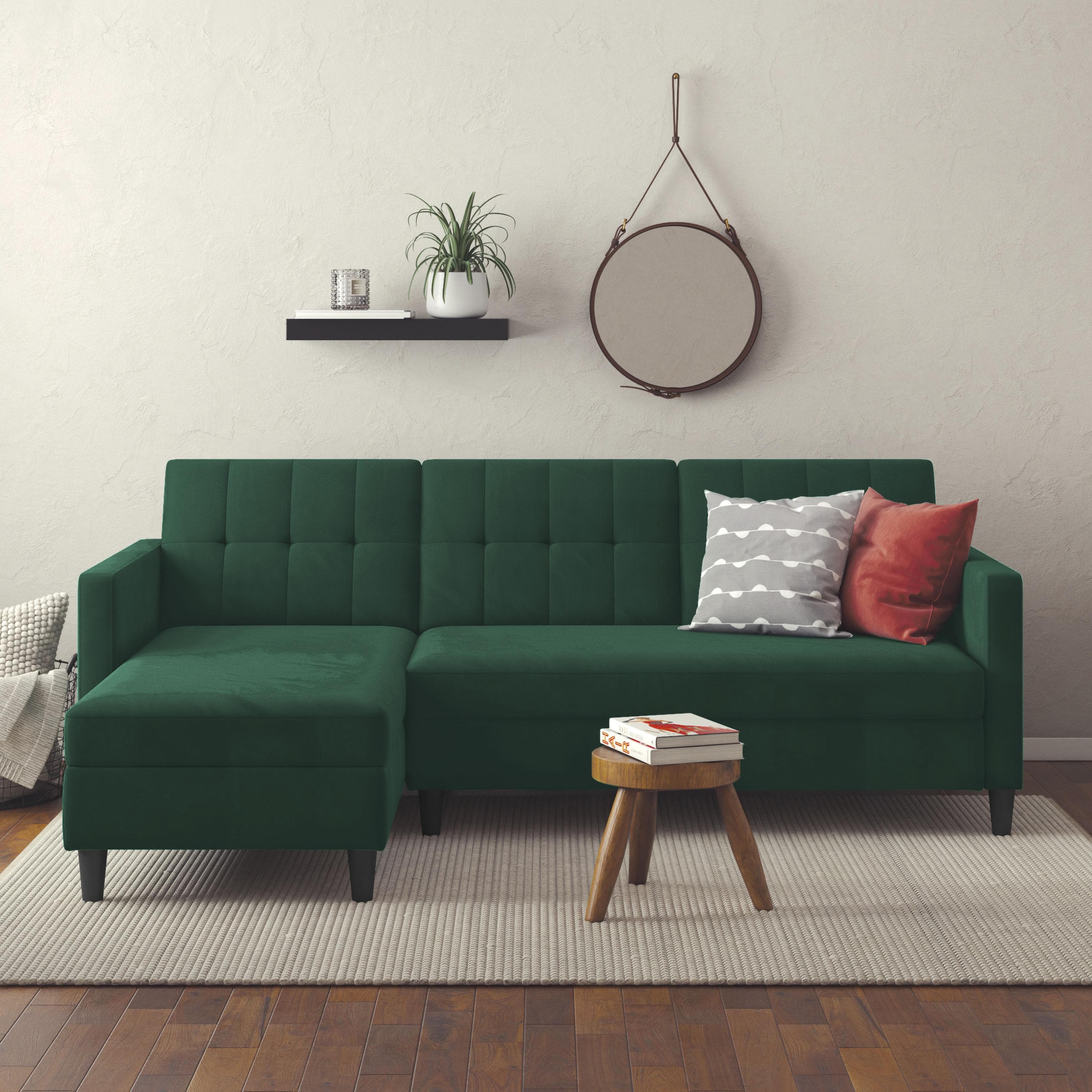 DOREL HOME Ecksofa Hartford II Dunkelgrün mit Bettfunktion und Stauraum