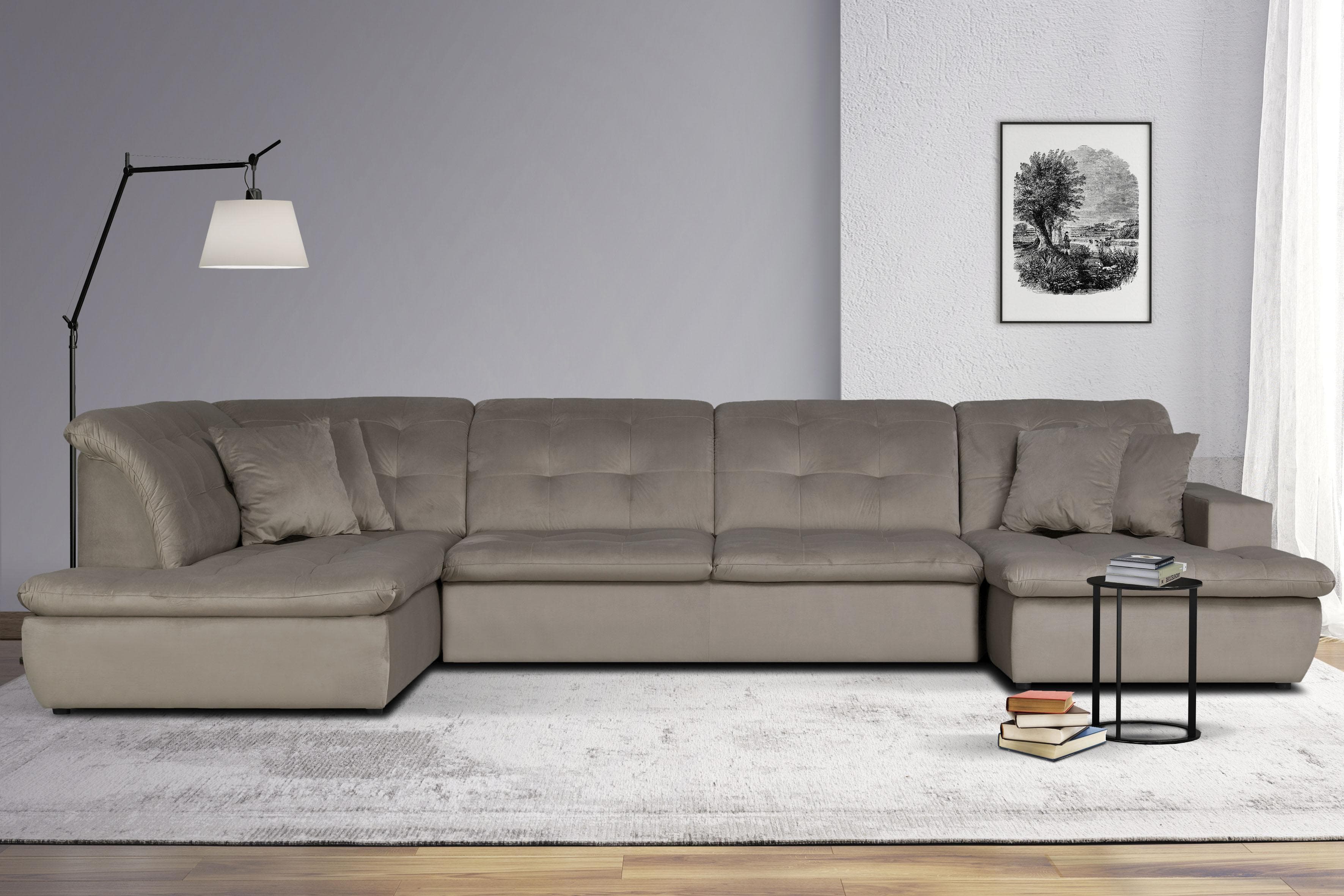 Home Affaire Brisbane U-Form Wohnlandschaft Taupe Polyester