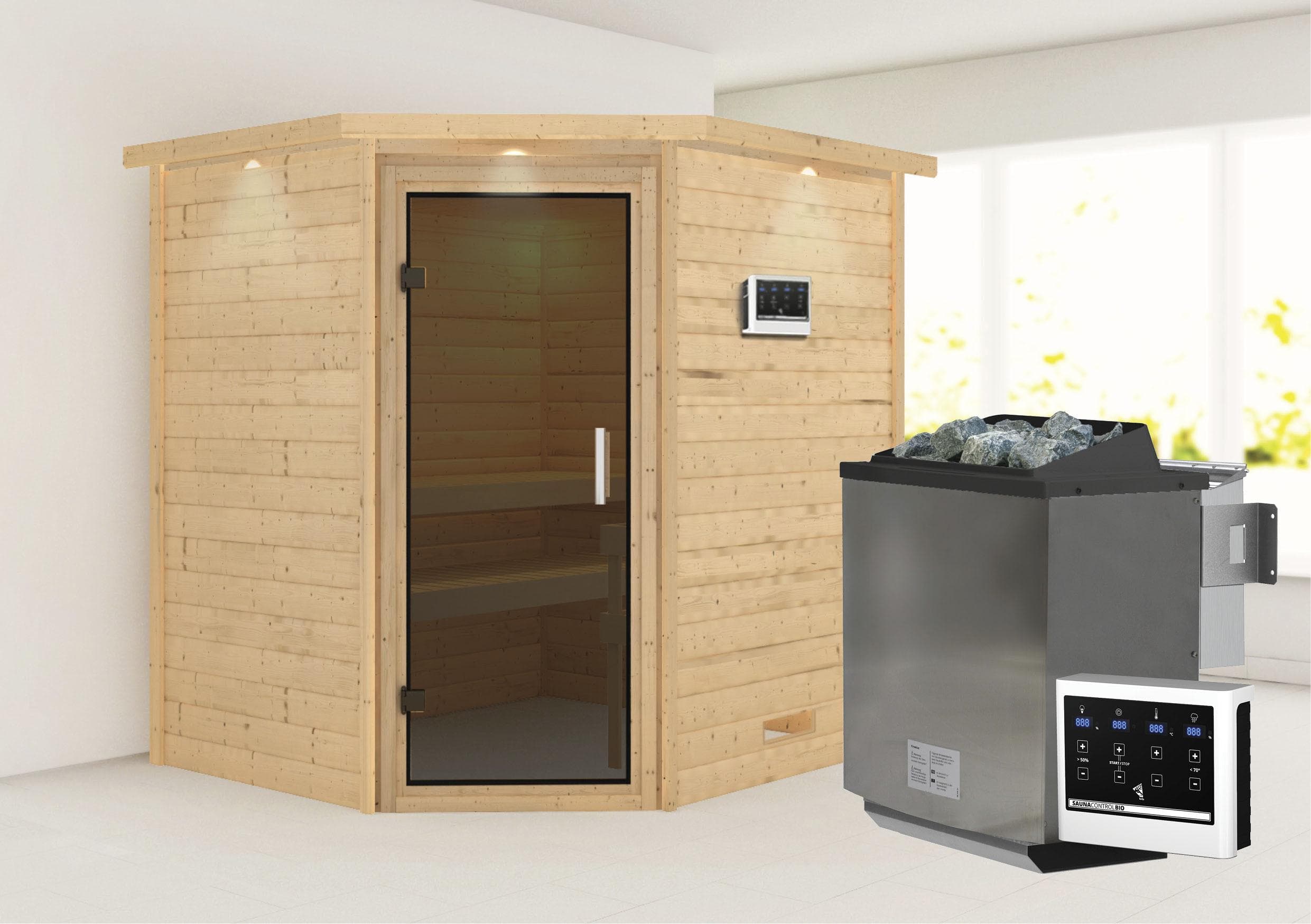 Karibu Sauna Mia Fronteinstieg Naturbelassen Massivholz