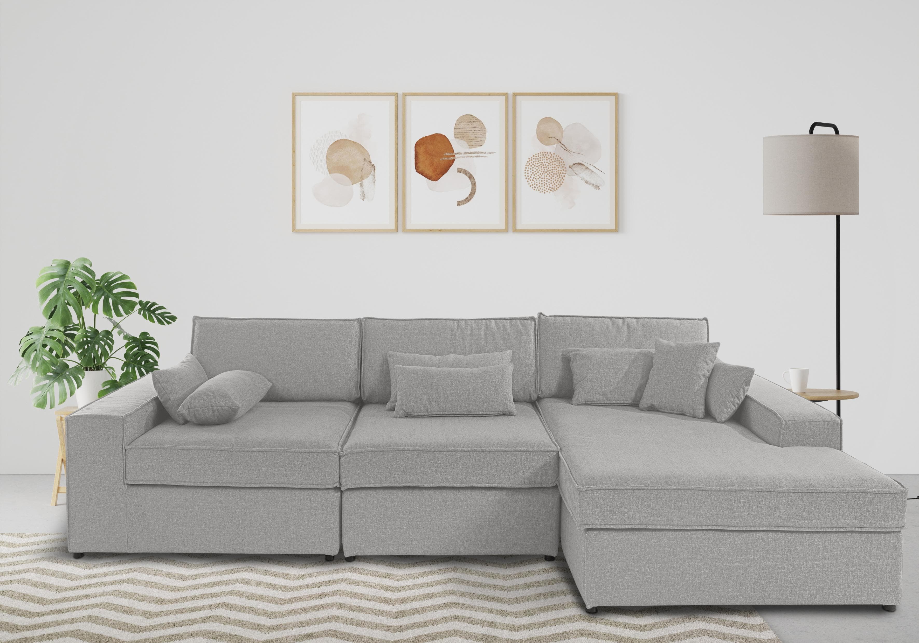OTTO HOME Ecksofa Enid L-Form Grau mit Ottomane
