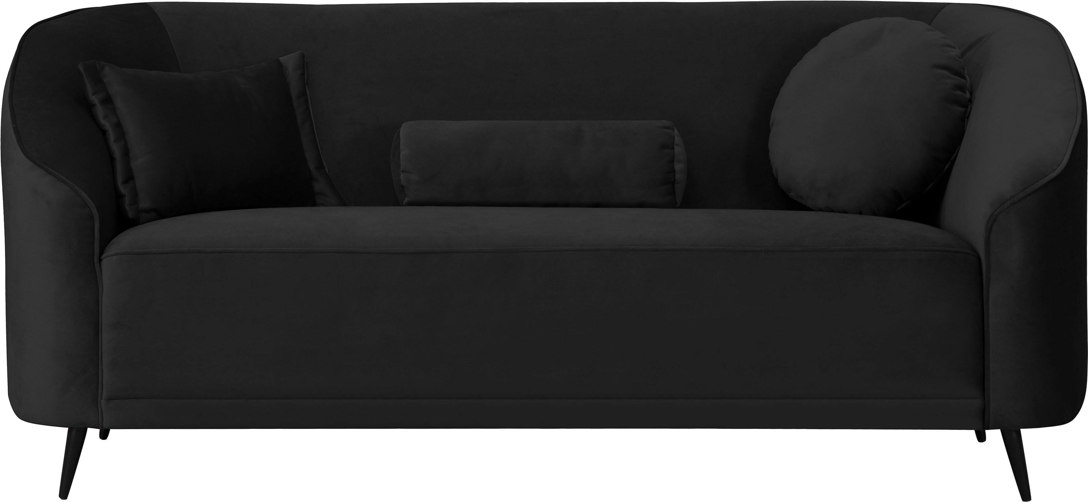 HOME AFFAIRE Sofa Ashly 3-Sitzer Schwarz Samtoptik