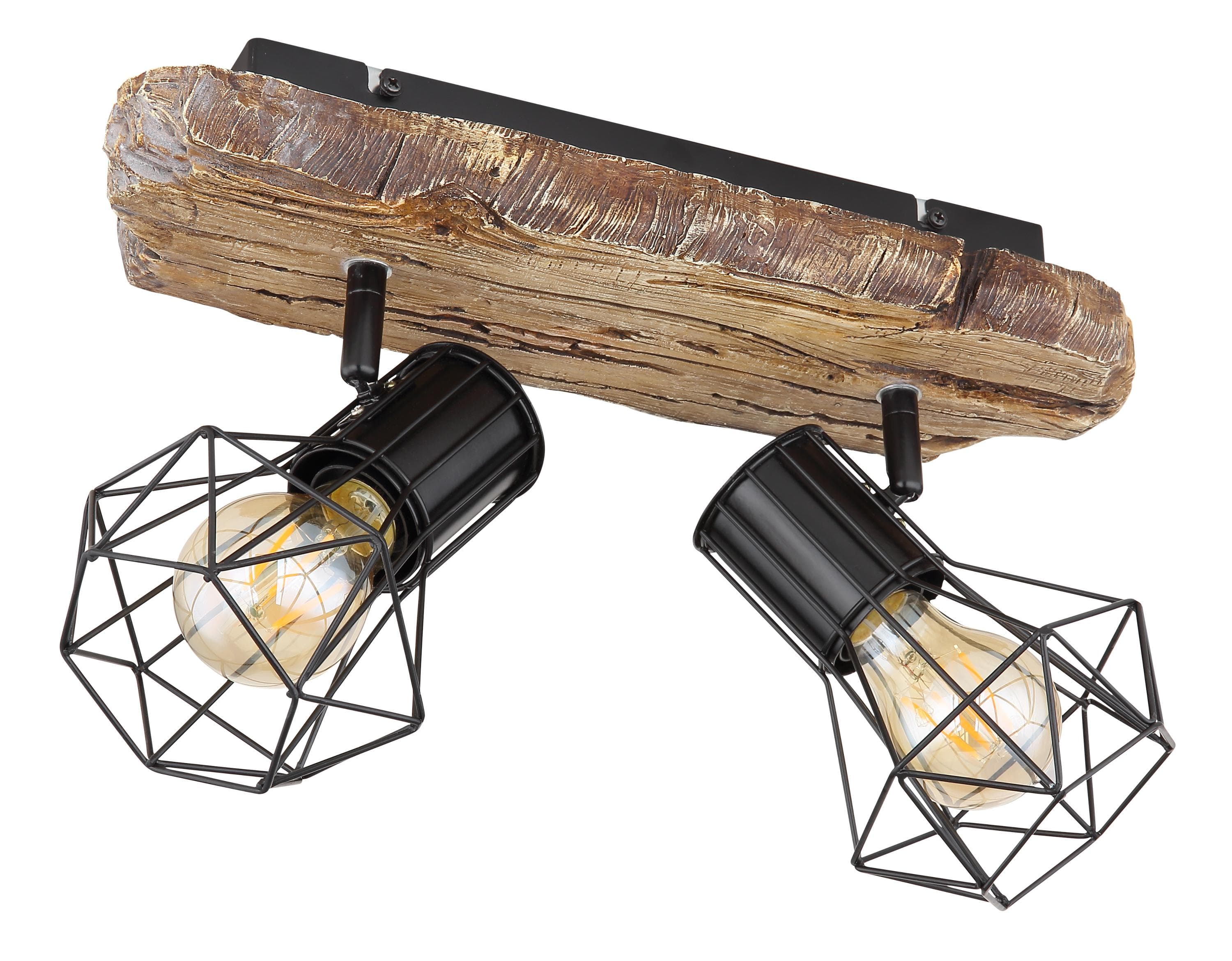 GLOBO LIGHTING Deckenstrahler Wohnzimmer Schlafzimmer Holzoptik Schwarz