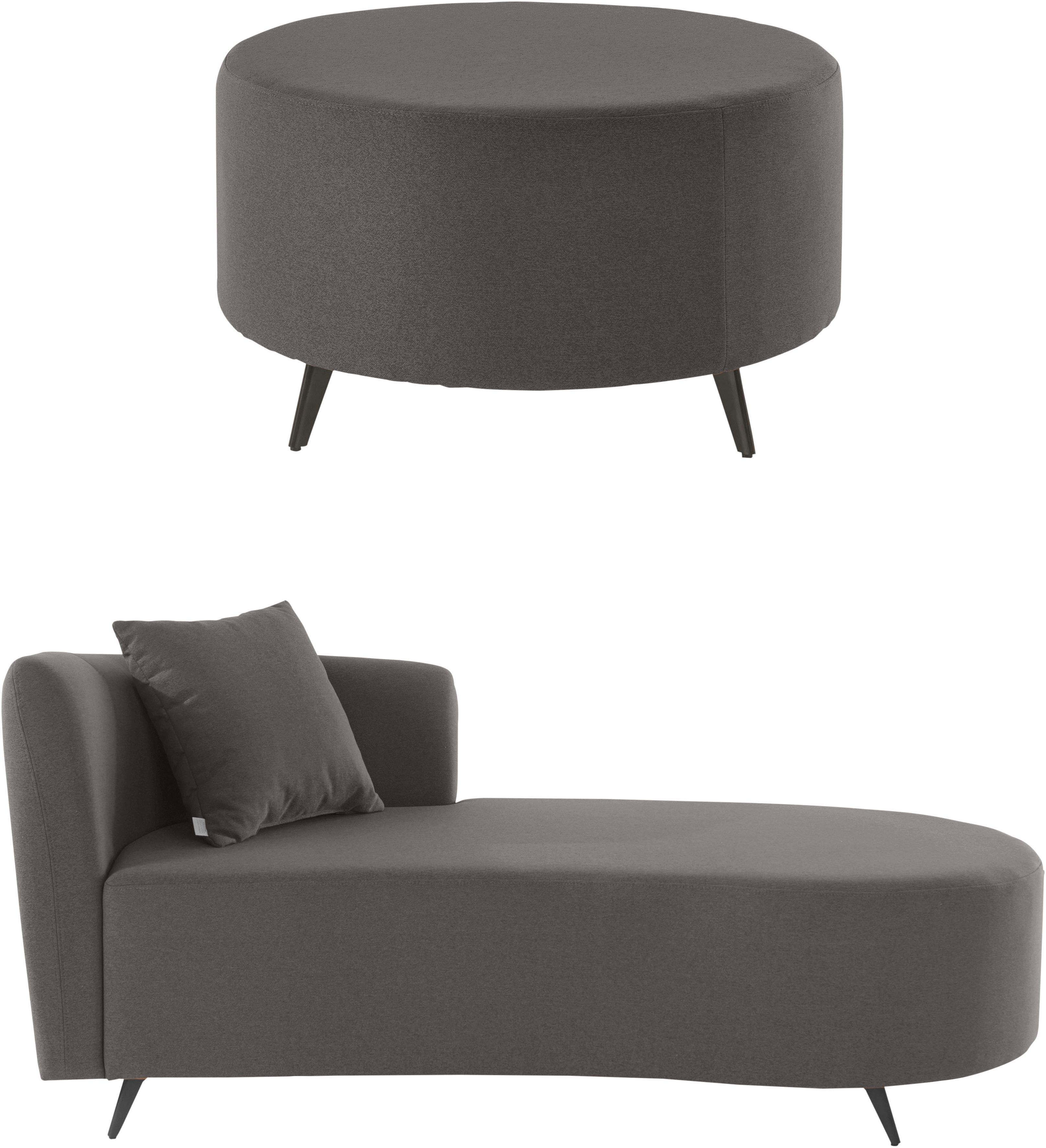 Komfortable Recamiere mit optionalem Hocker und Armlehne