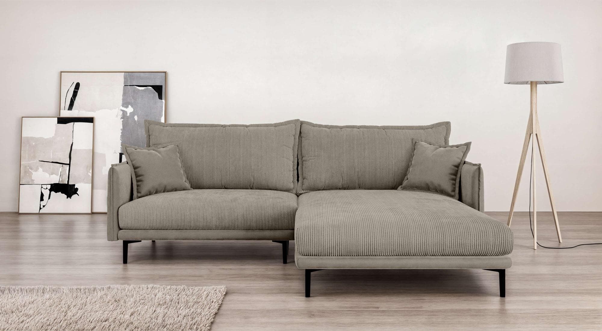 HOME AFFAIRE Ecksofa Alexandria Taupe L-Form mit Recamiere