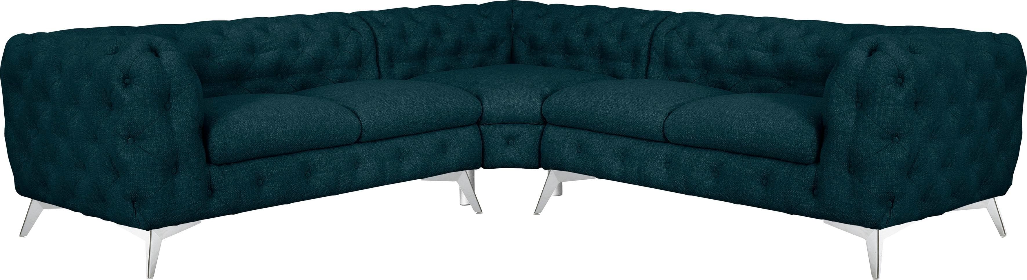 HOME AFFAIRE Chesterfield Ecksofa GLYNIS L-Form Petrol