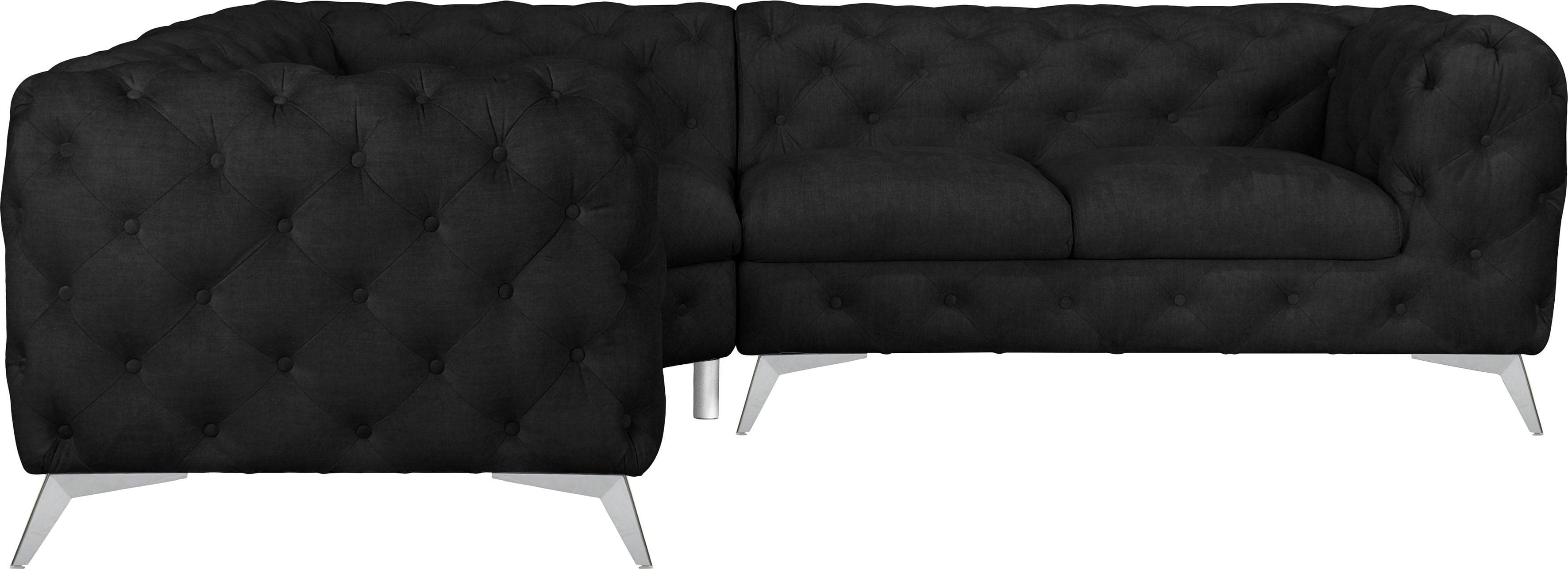 Home Affaire Ecksofa GLYNIS L-Form Chesterfield Grau Polyester
