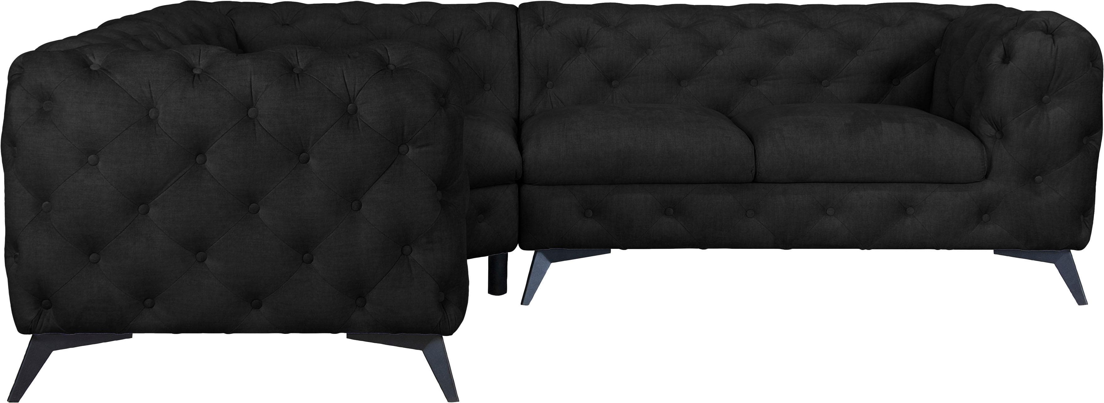 HOME AFFAIRE Chesterfield Ecksofa GLYNIS L-Form Grau Samtoptik