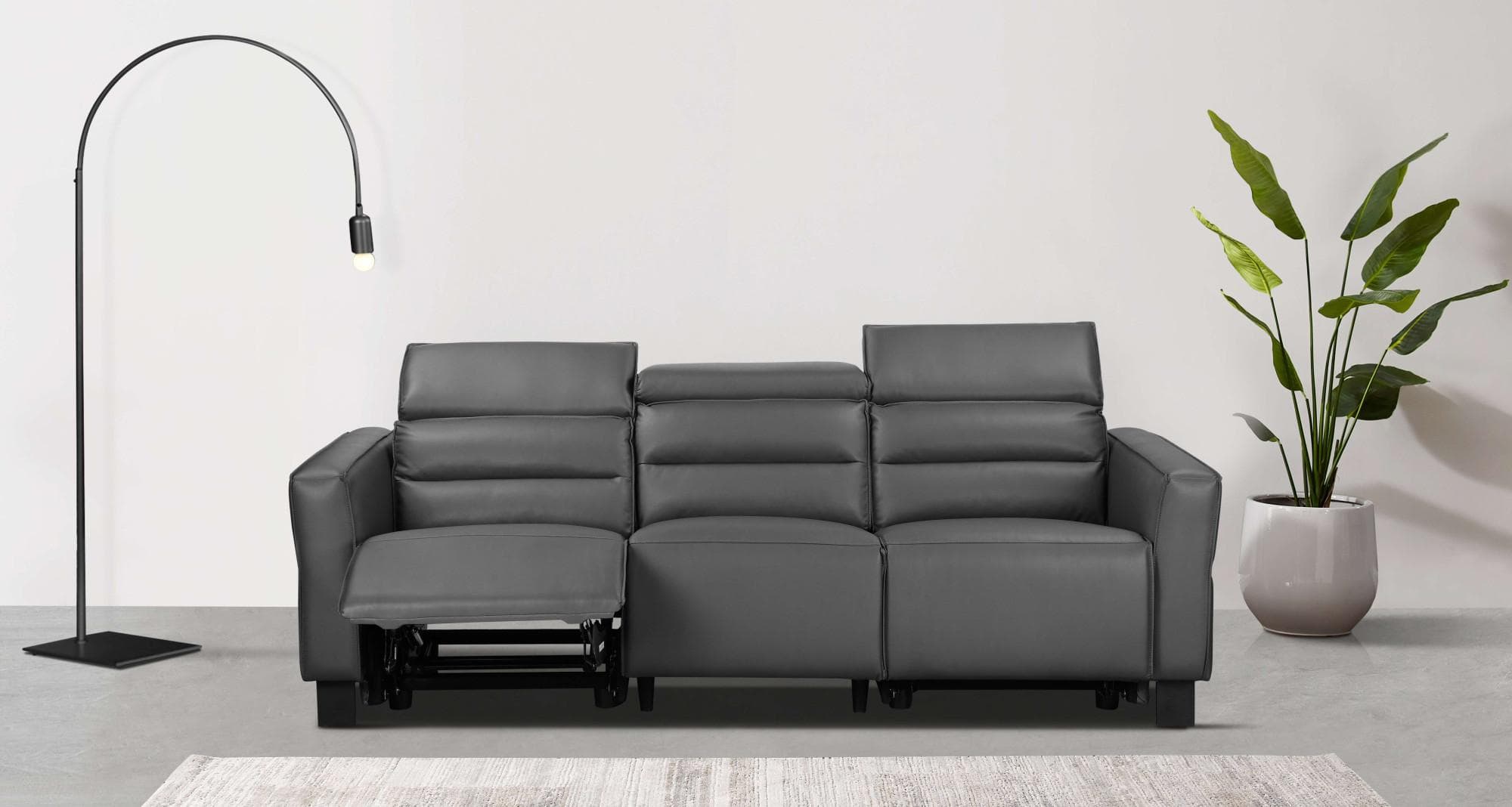 Home Affaire Carpari 3-Sitzer Sofa Grau mit Relaxfunktion und USB
