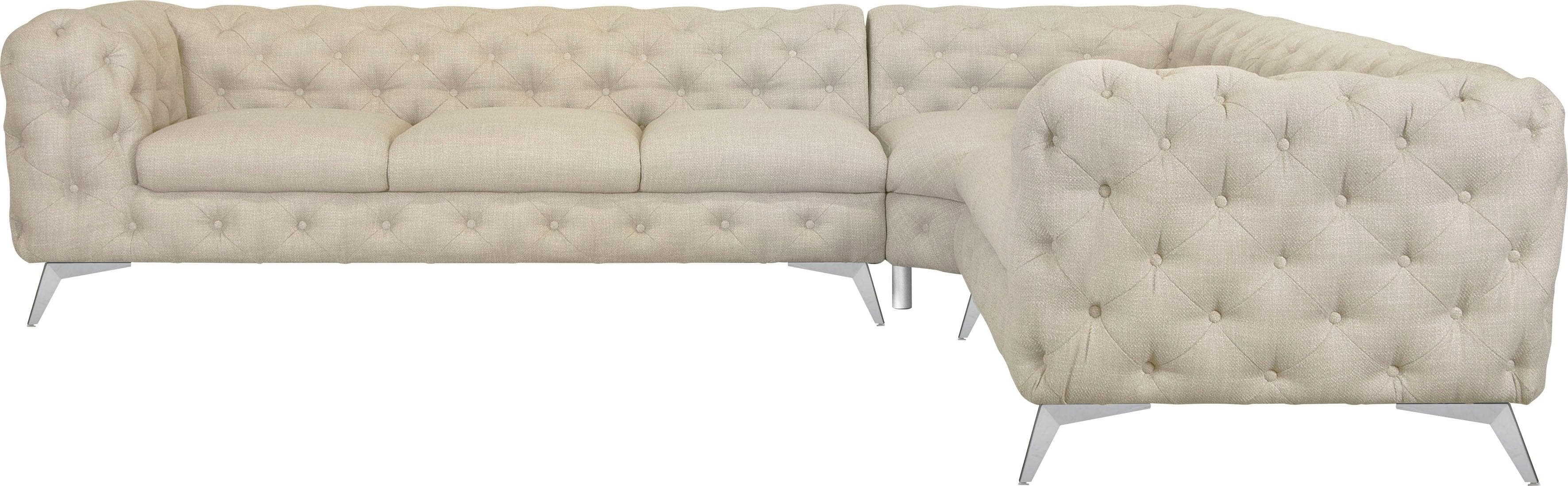 HOME AFFAIRE Chesterfield Ecksofa GLYNIS L-Form Creme