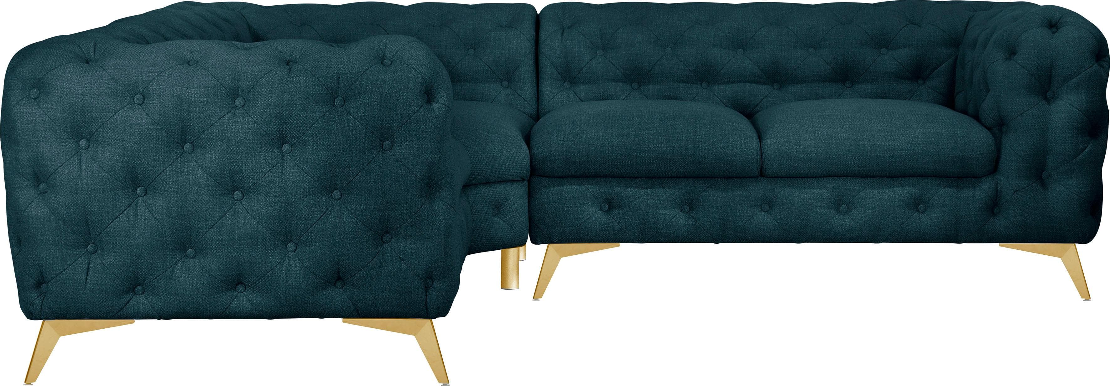 HOME AFFAIRE Ecksofa GLYNIS L-Form Chesterfield Blau