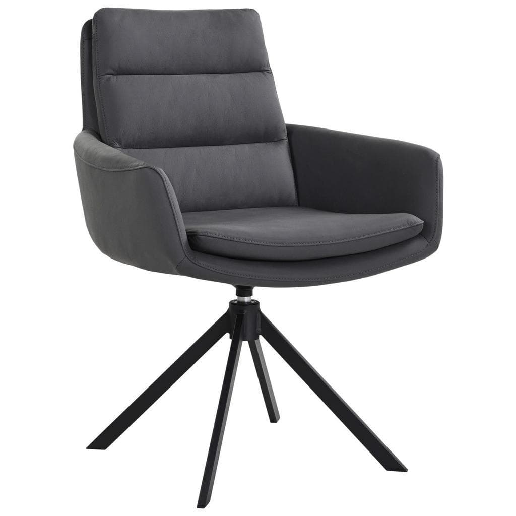 Dieter Knoll Armlehnstuhl Schwarz Metall Leder Echtleder Rindleder