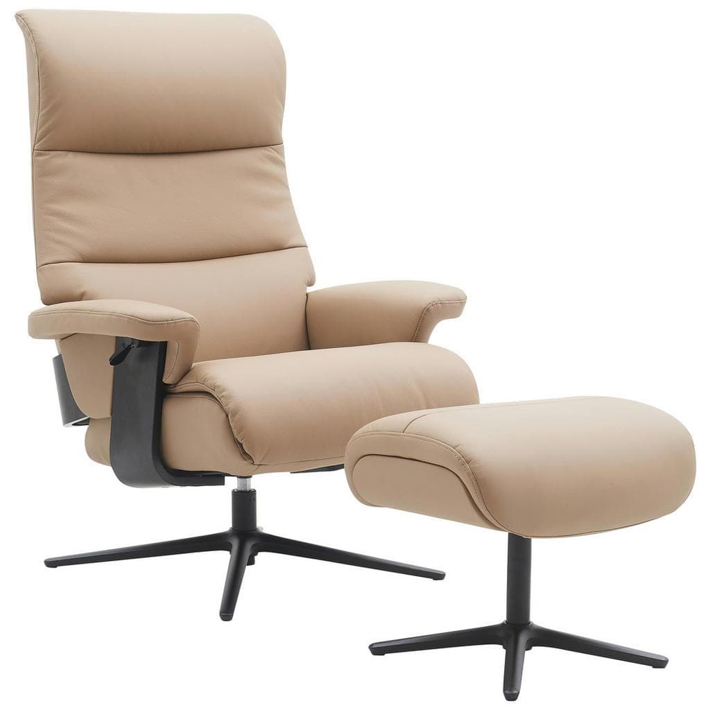 Xora Relaxsesselset Schwarz Taupe Leder Relaxfunktion